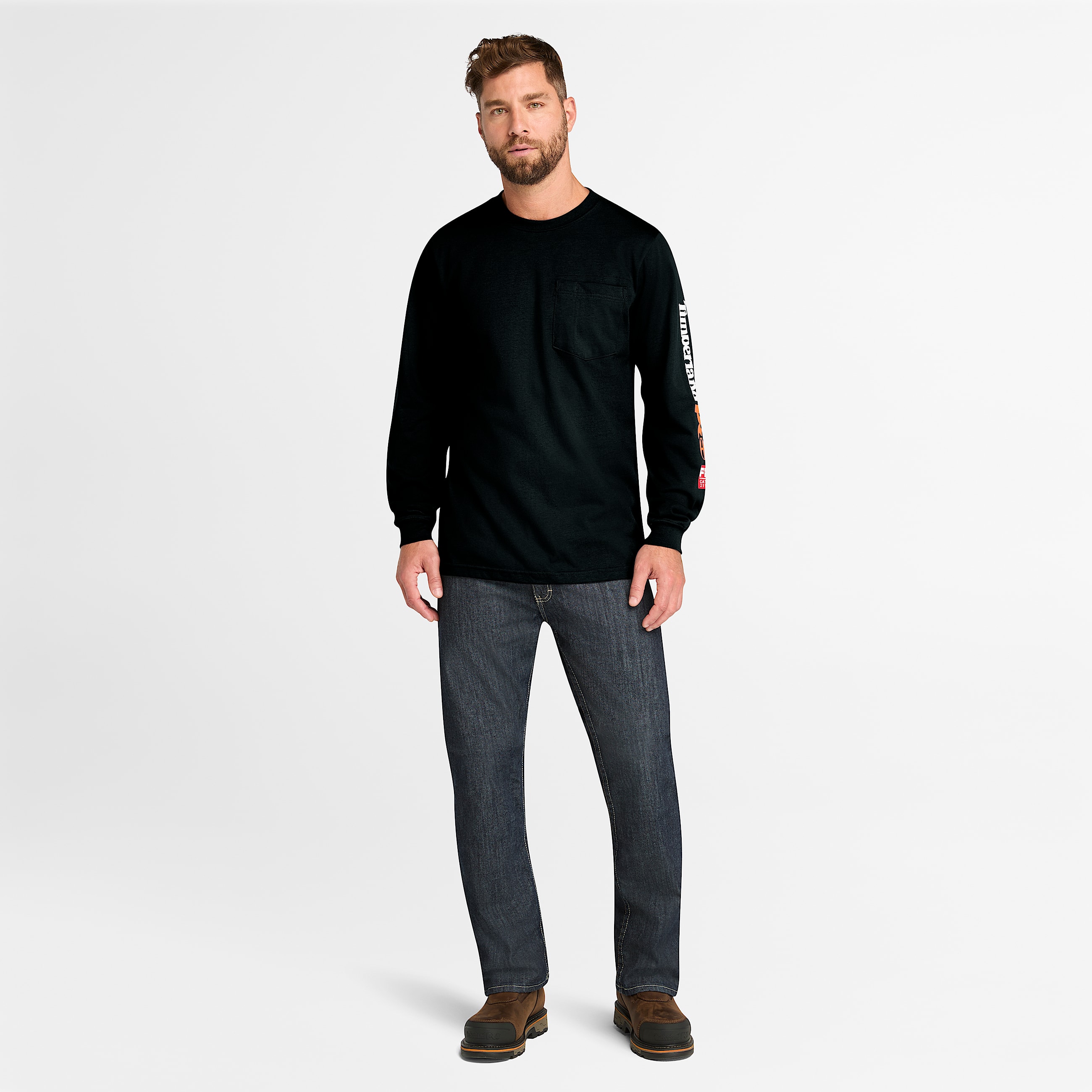 Mens Timberland PRO Cotton Core FlameResistant LongSleeve TShirt TBL Black ALT1