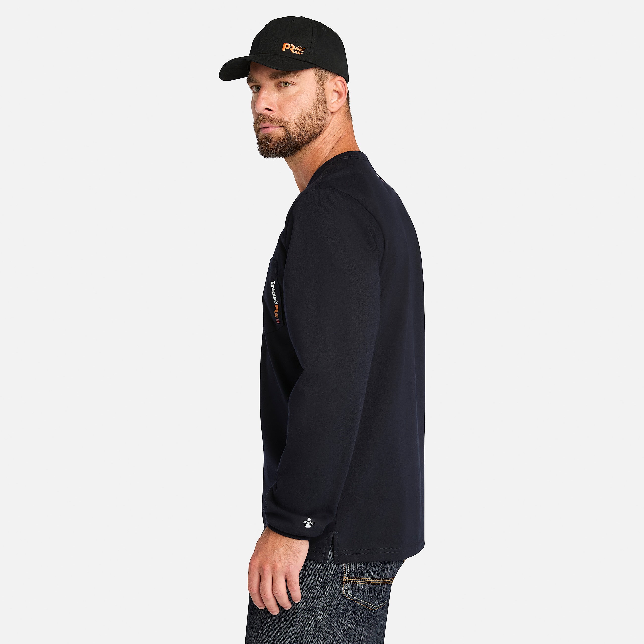 Mens Timberland PRO Cotton Core FlameResistant LongSleeve TShirt TBL Navy ALT8