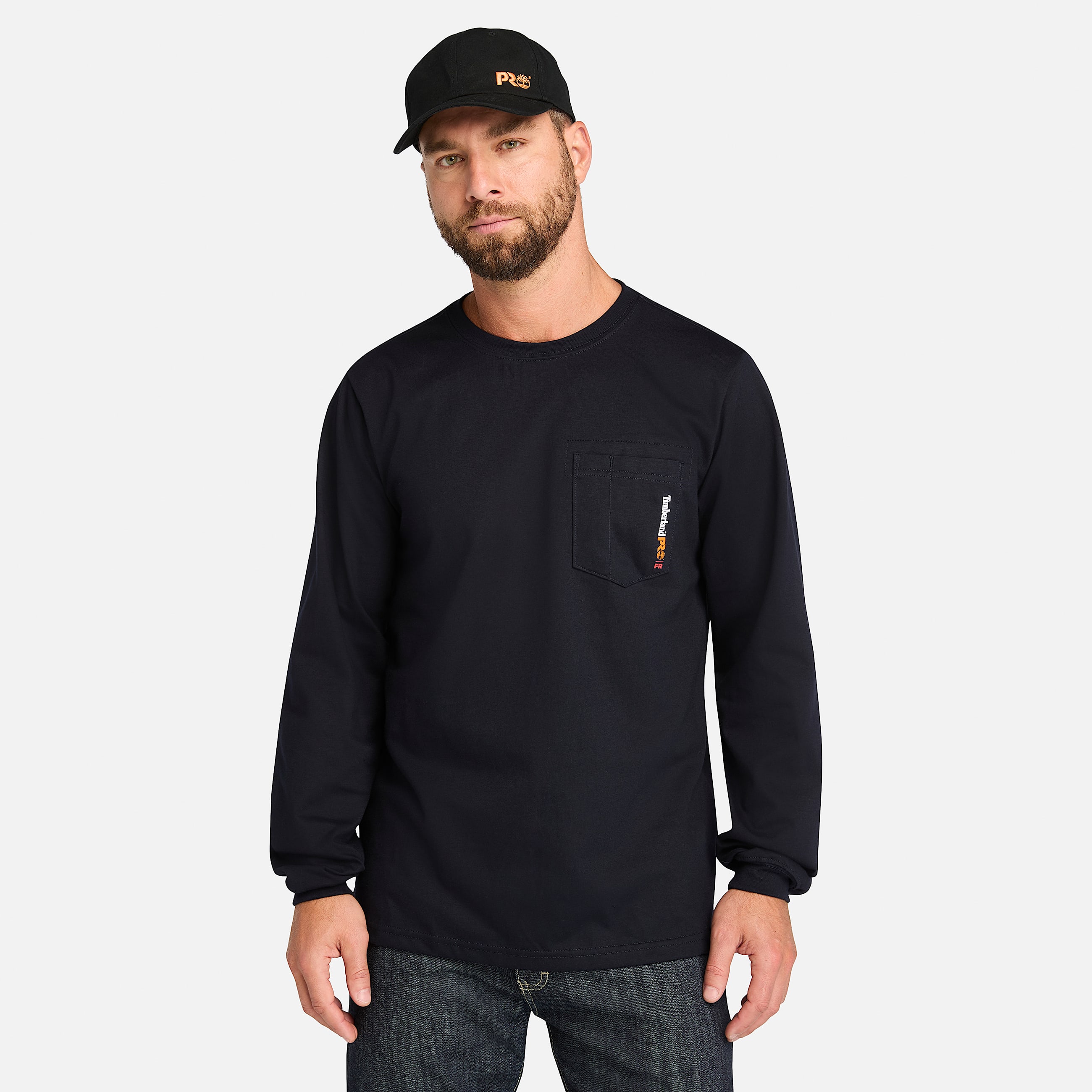 Mens Timberland PRO Cotton Core FlameResistant LongSleeve TShirt TBL Navy HERO