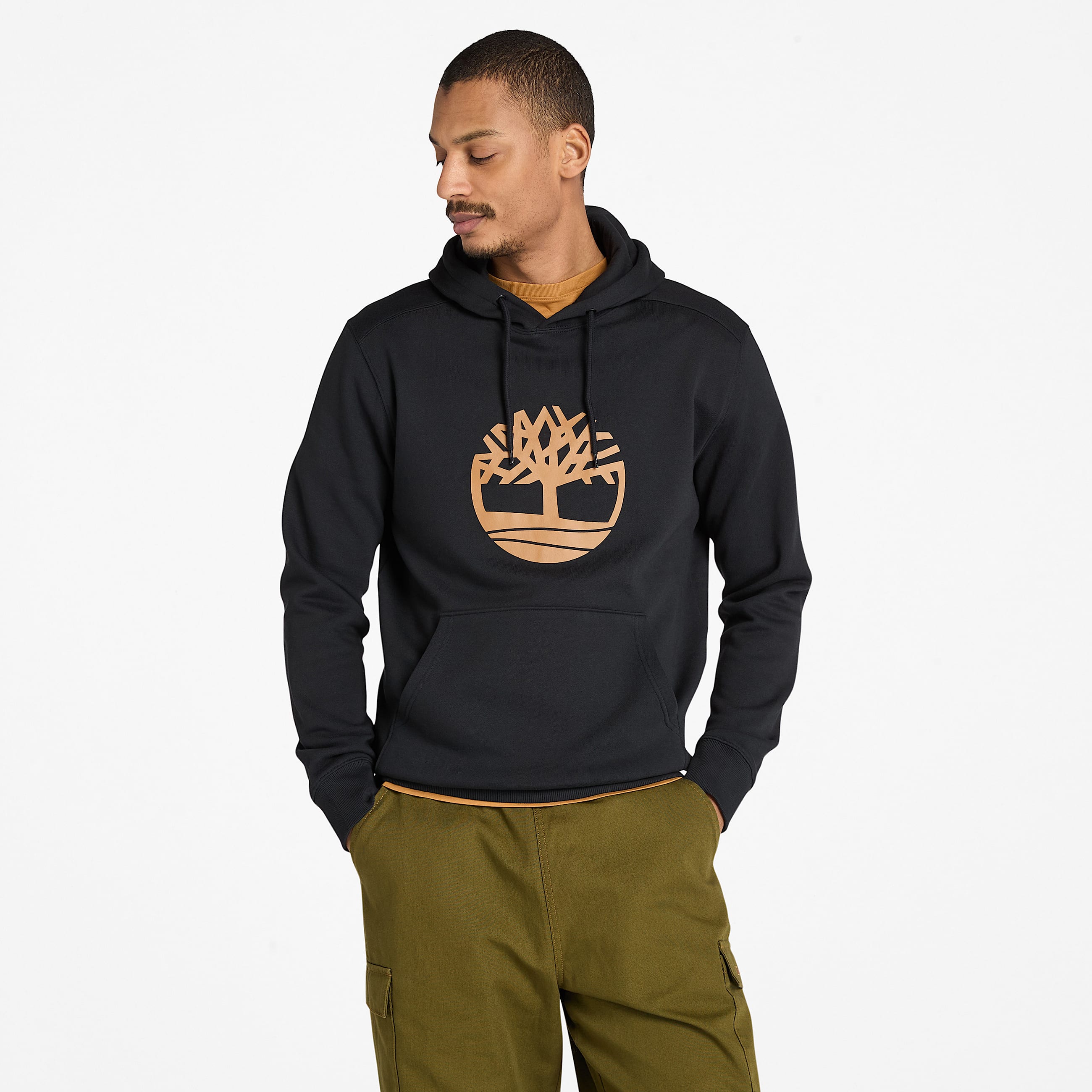 Timberland Tree Logo Hoodie - Black/Wheat | Timberland US