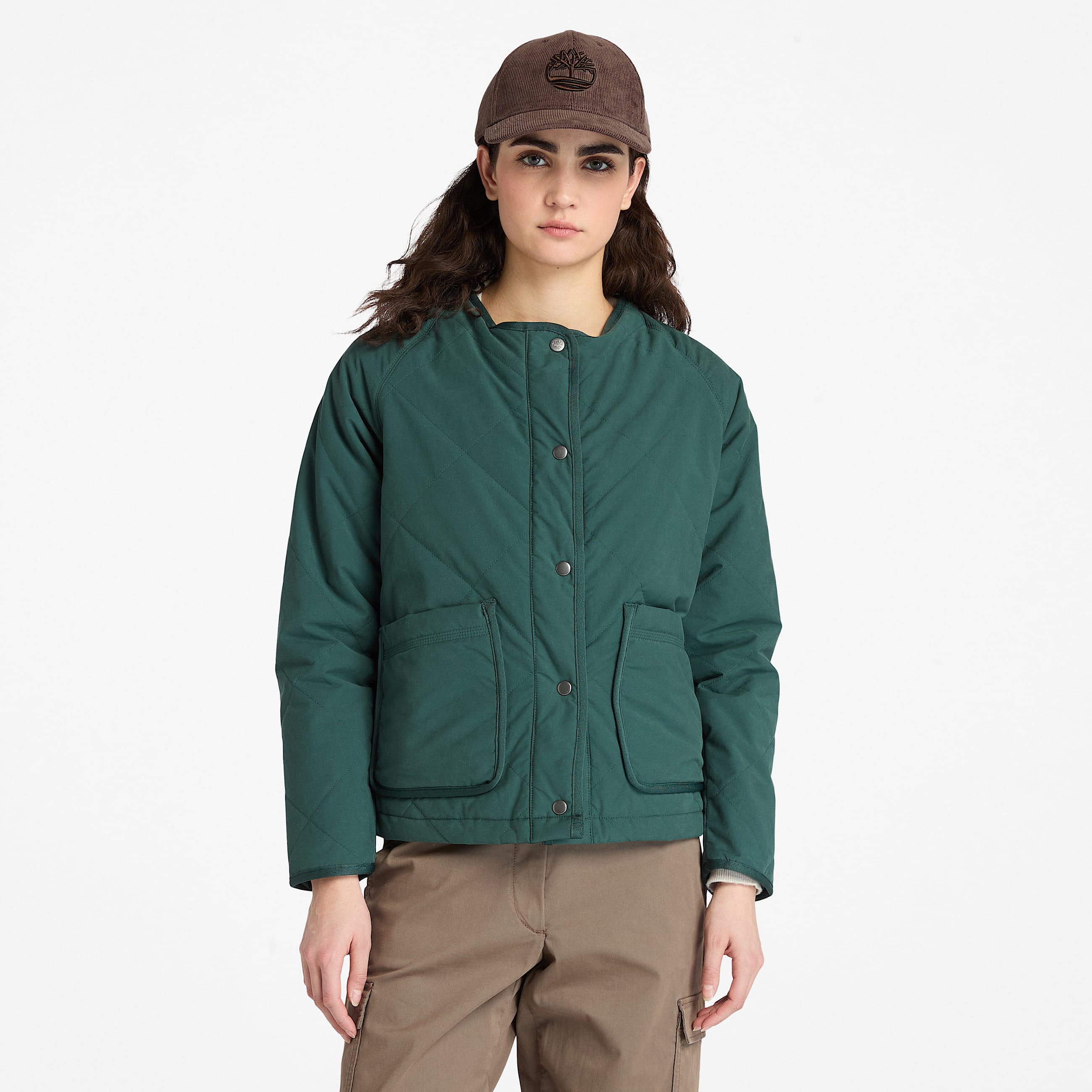 Womens Durable WaterRepellent Quilted Jacket TBL Dark Forest Green HERO