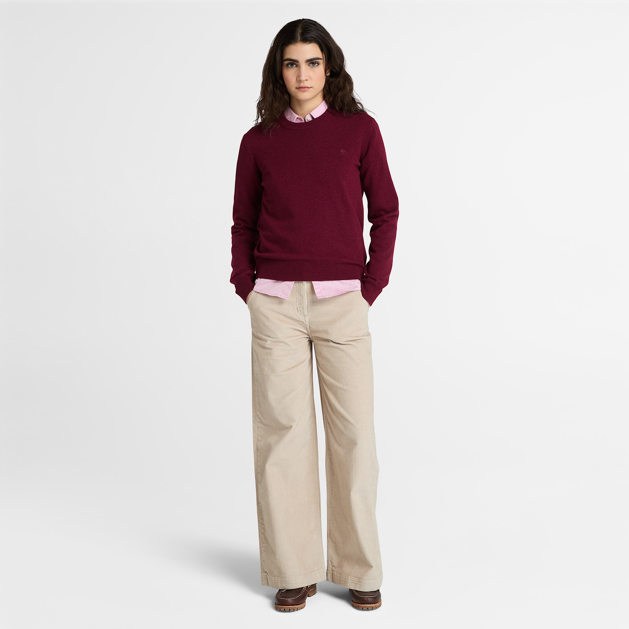 Pantaln ancho de pana lavada para mujer TBL Beige ALT1
