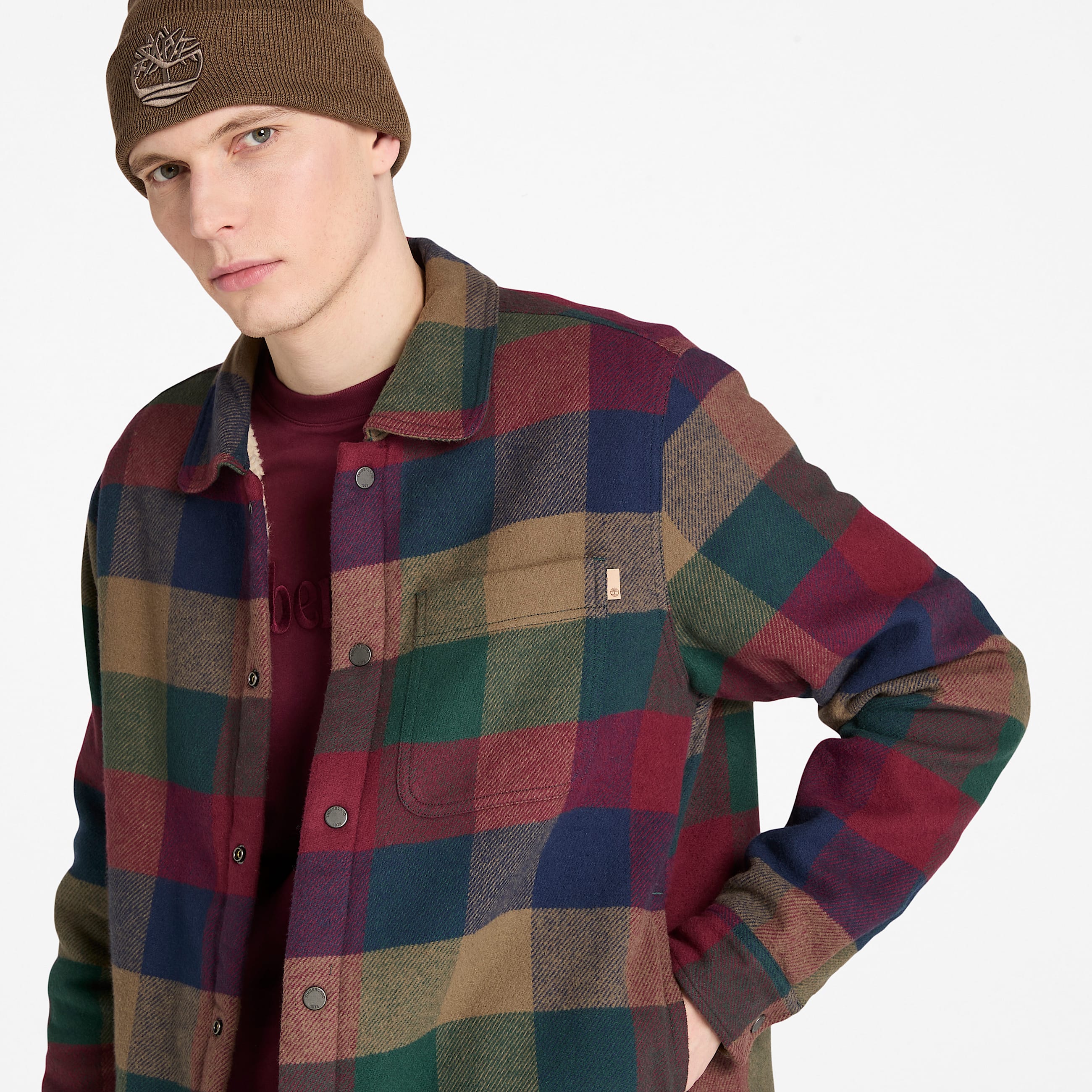 Mens HighPile Lined Overshirt TBL Dark Forest Green ALT3