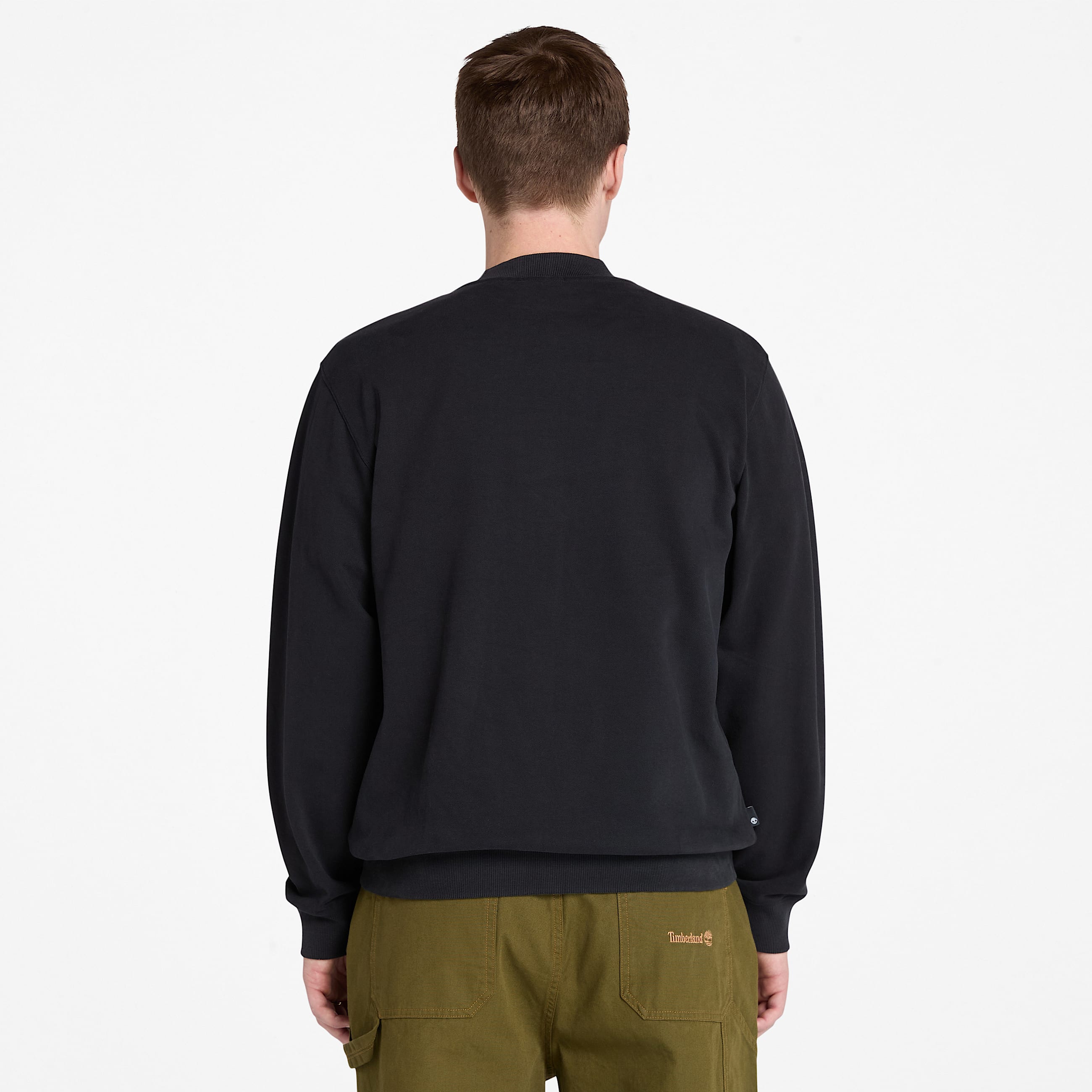 Mens Leather Badge Crewneck Sweatshirt TBL Black ALT9