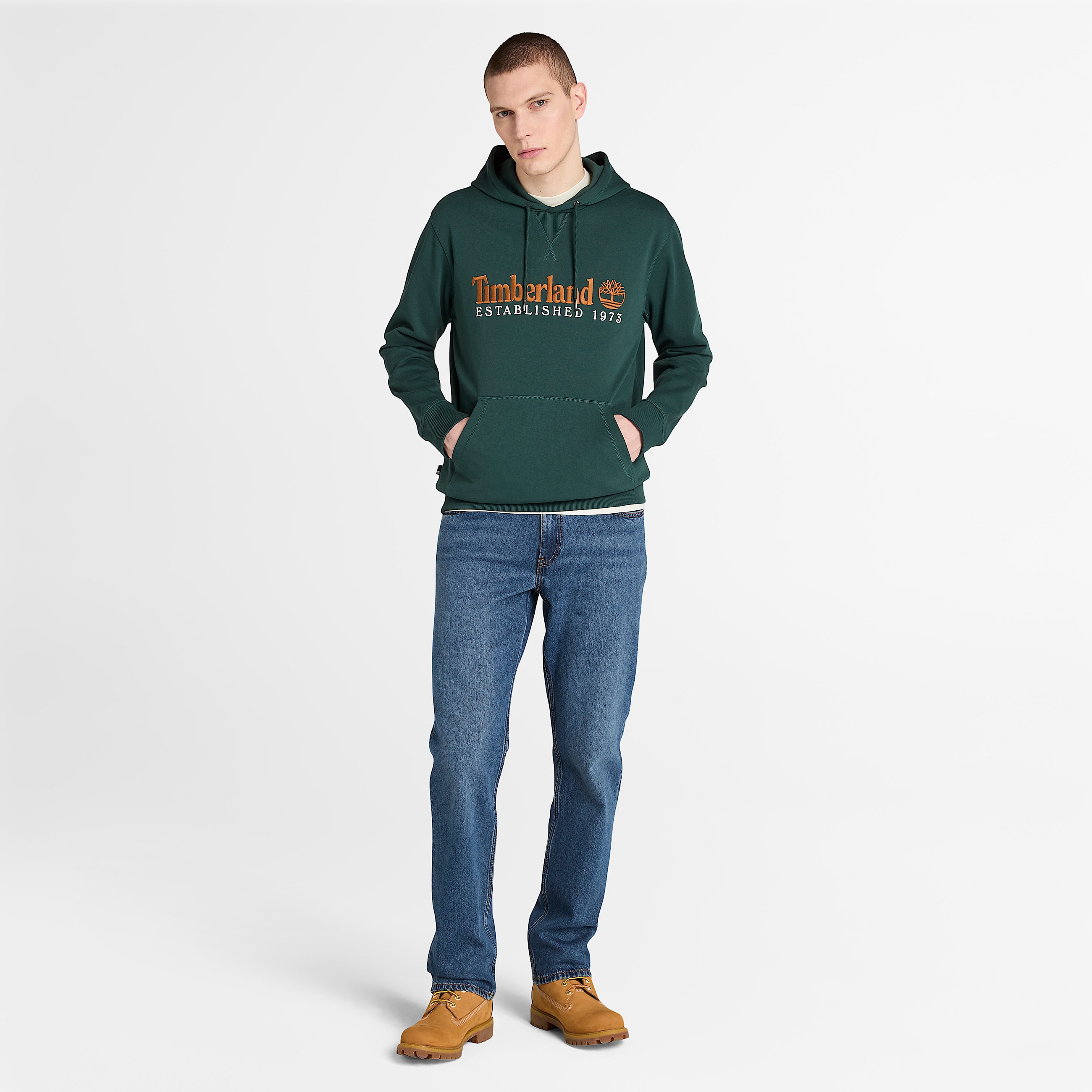 Mens Established 1973 Loopback Hoodie TBL Dark Forest Green ALT1