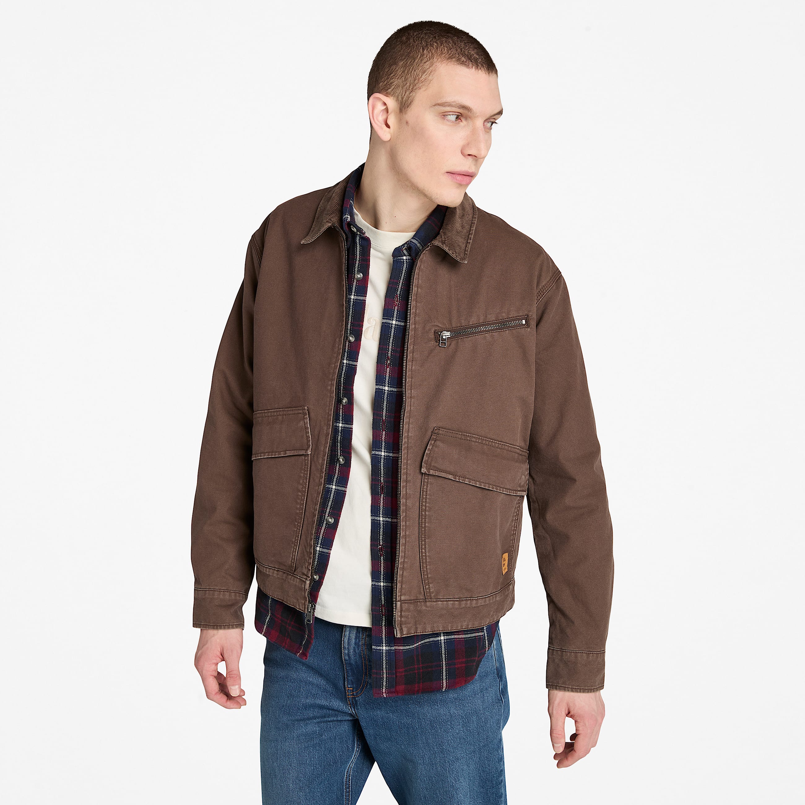 Mens Strafford Washed Canvas Jacket TBL Chocolate Brown HERO