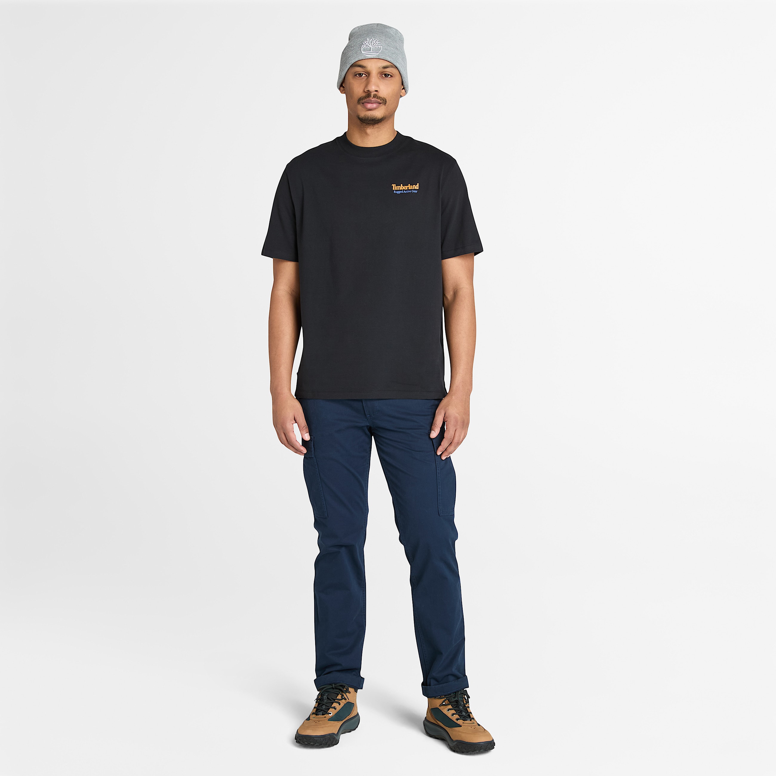 Mens Rugged Active Gear Back Graphic TShirt TBL BlackDark Wheat ALT1