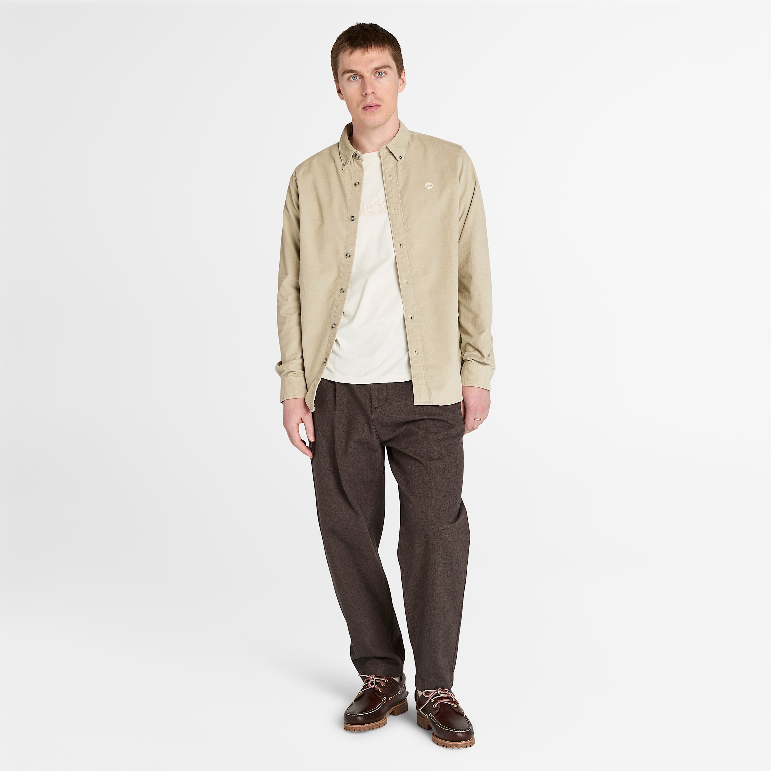 Mens Corduroy Shirt TBL Taupe ALT1