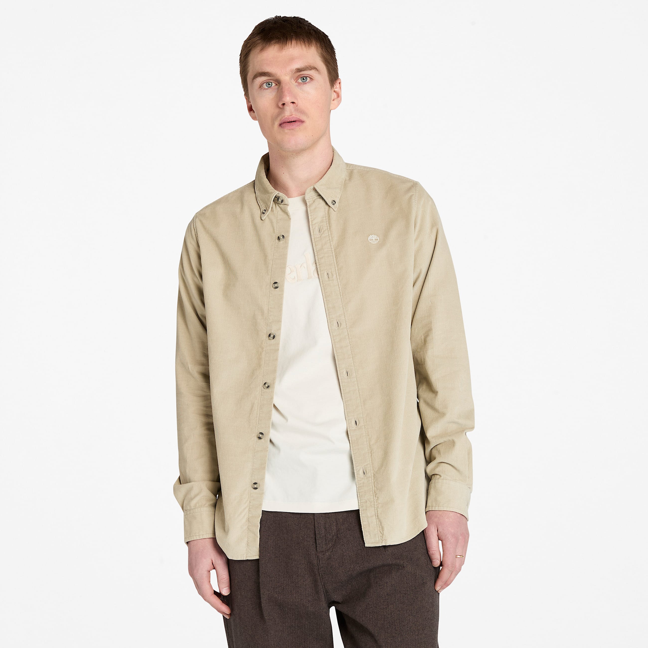 Mens Corduroy Shirt TBL Taupe HERO