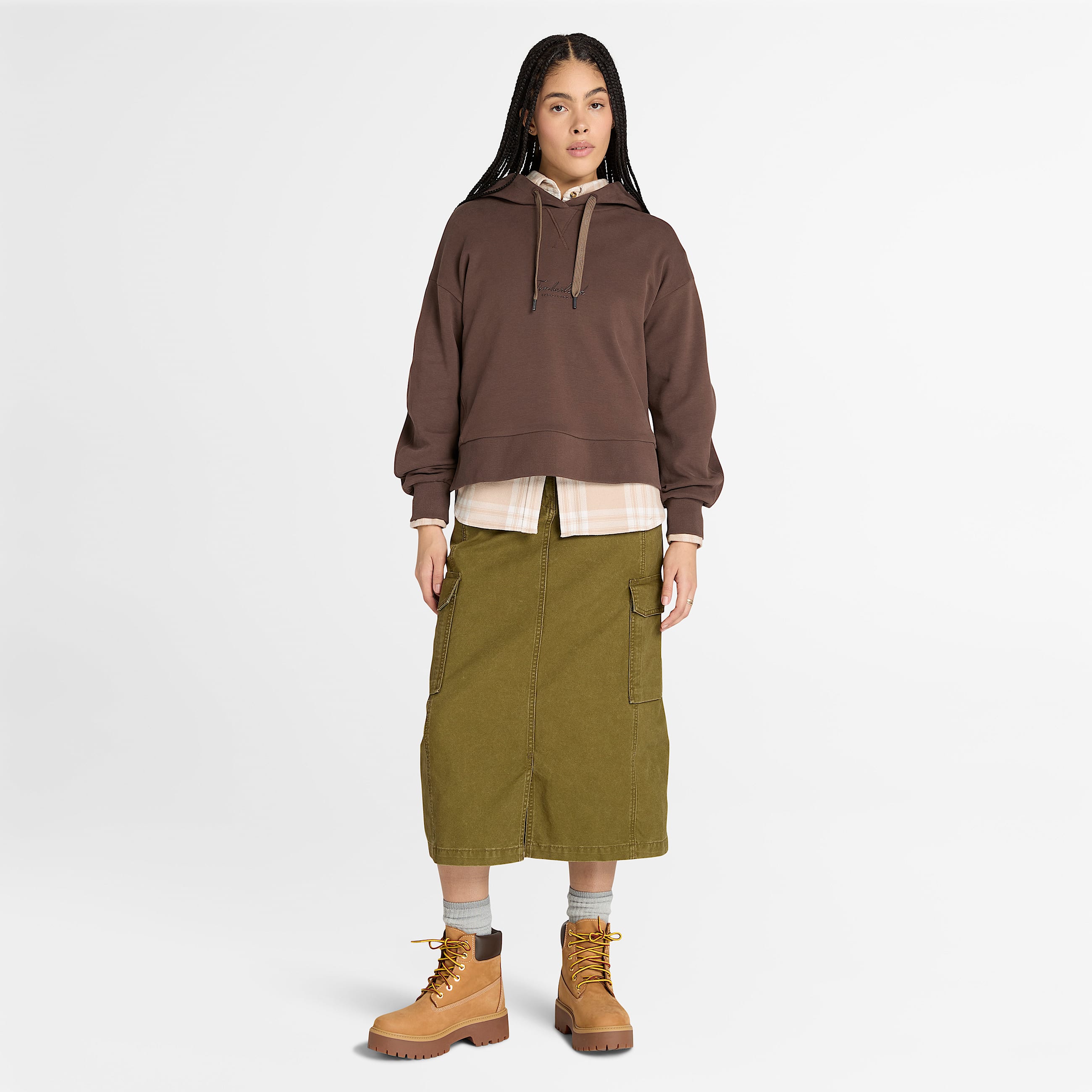 Womens Midweight Flannel Pocket Shirt TBL Beige ALT1