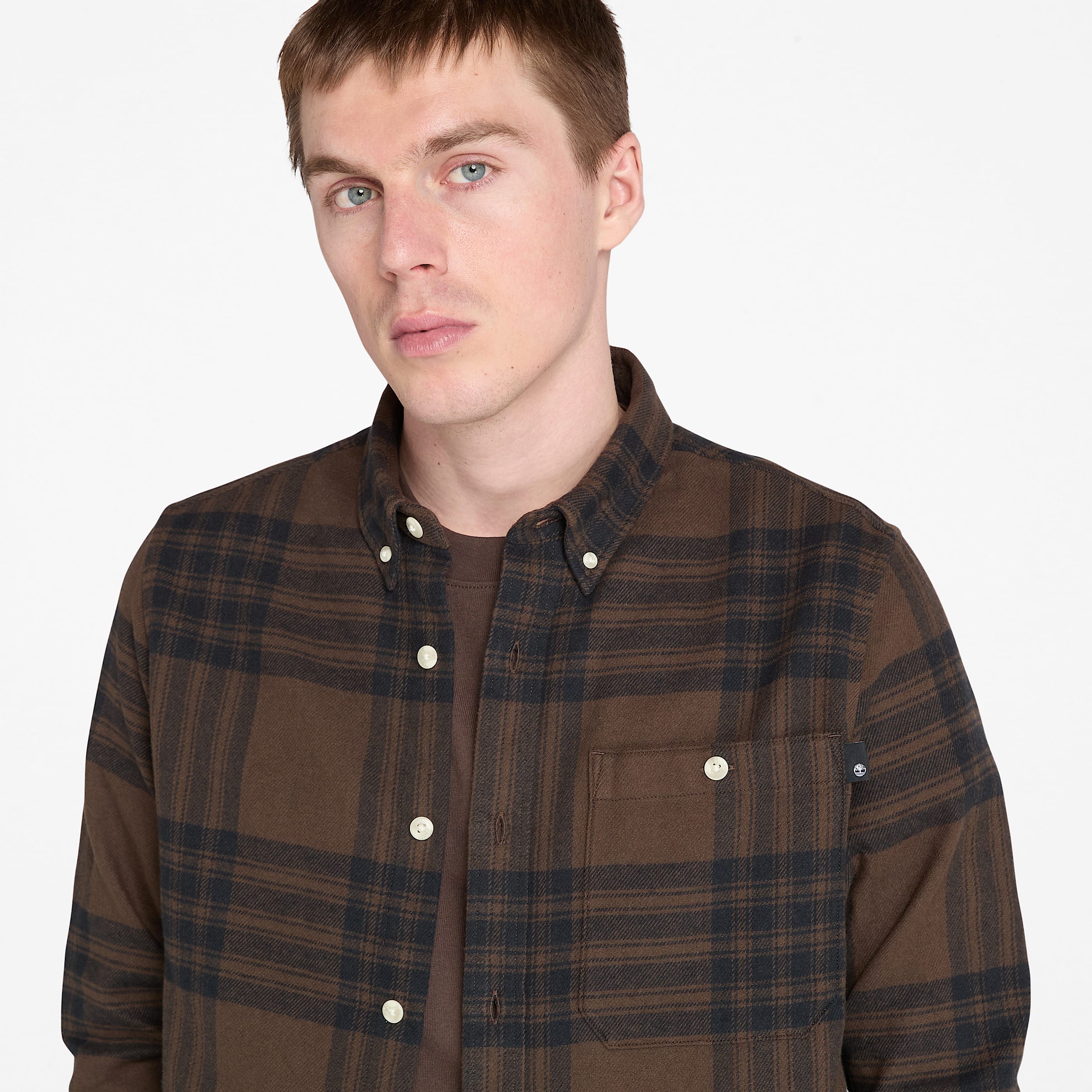 Mens Midweight Flannel Check Shirt TBL Chocolate Brown ALT2