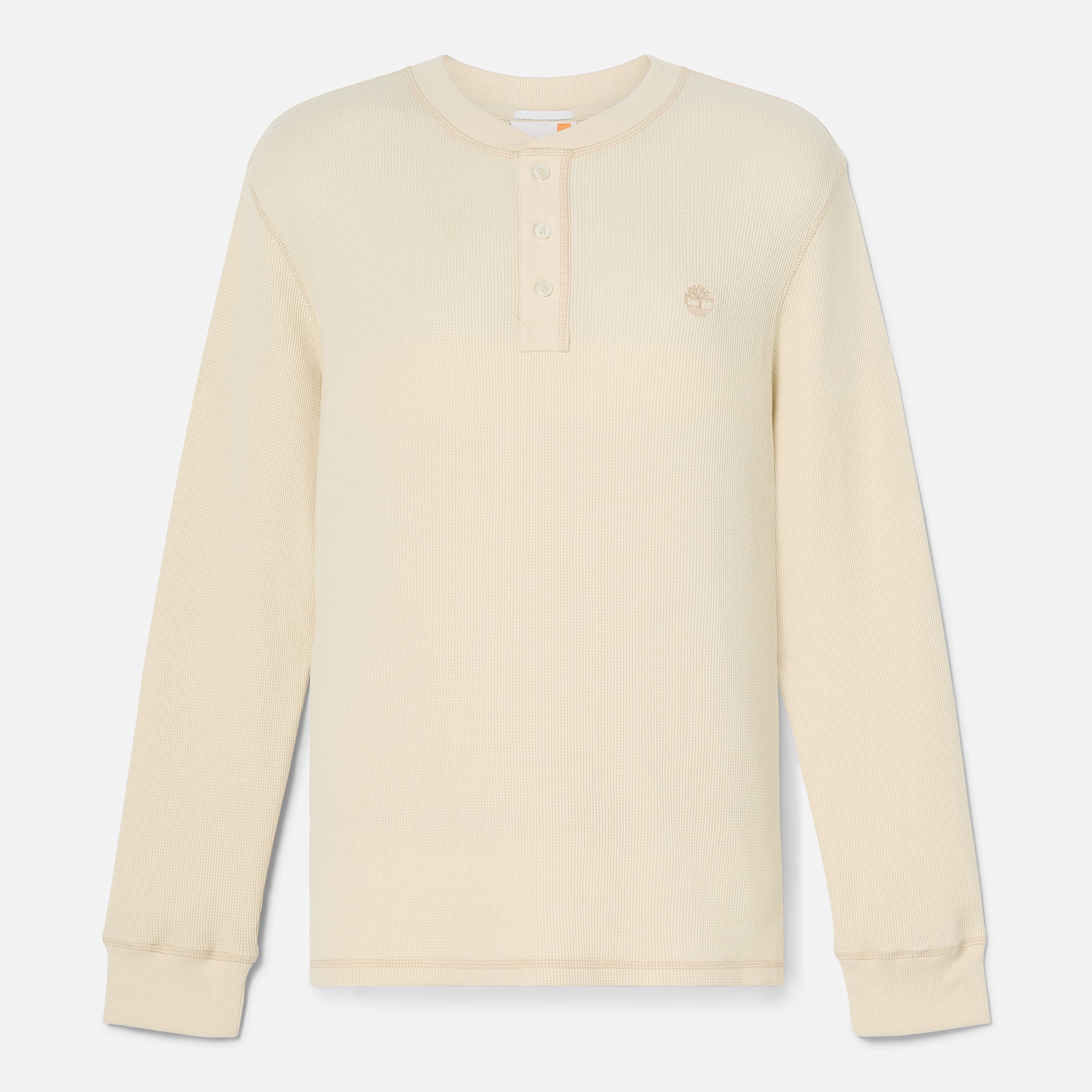 Mens Wharf River Waffle Henley LongSleeve Polo Shirt TBL Light Beige ALT10