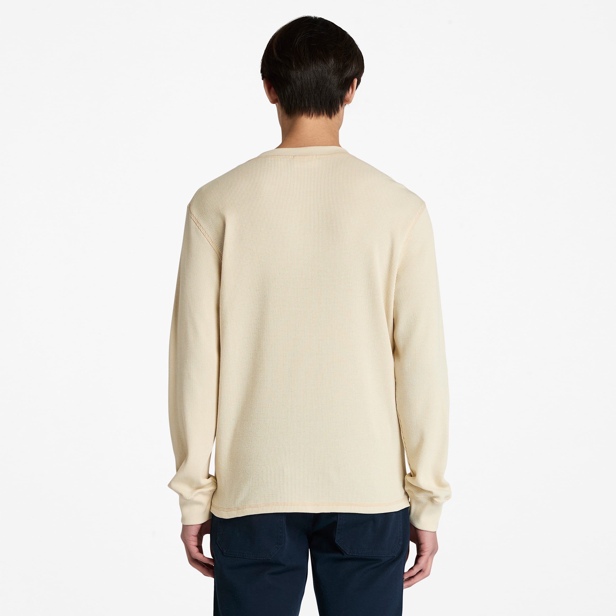 Mens Wharf River Waffle Henley LongSleeve Polo Shirt TBL Light Beige ALT9