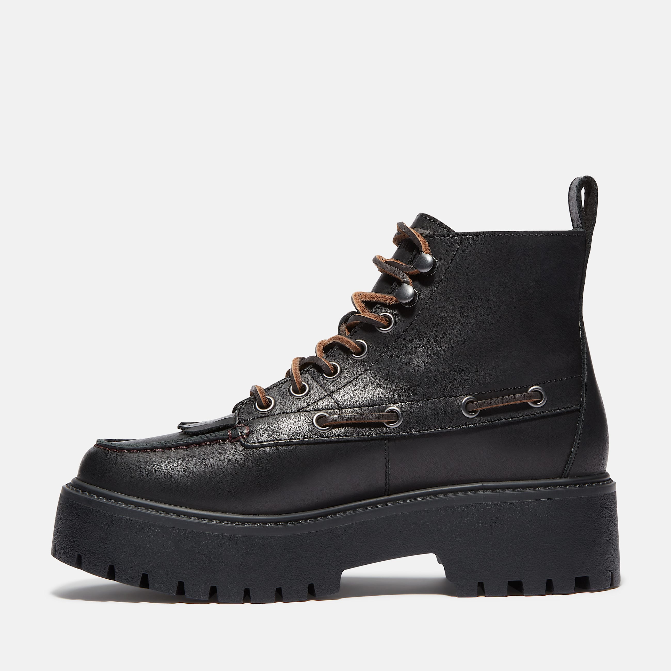 Womens Stone Street Platform Kiltie Boot TBL Black FullGrain ALT6