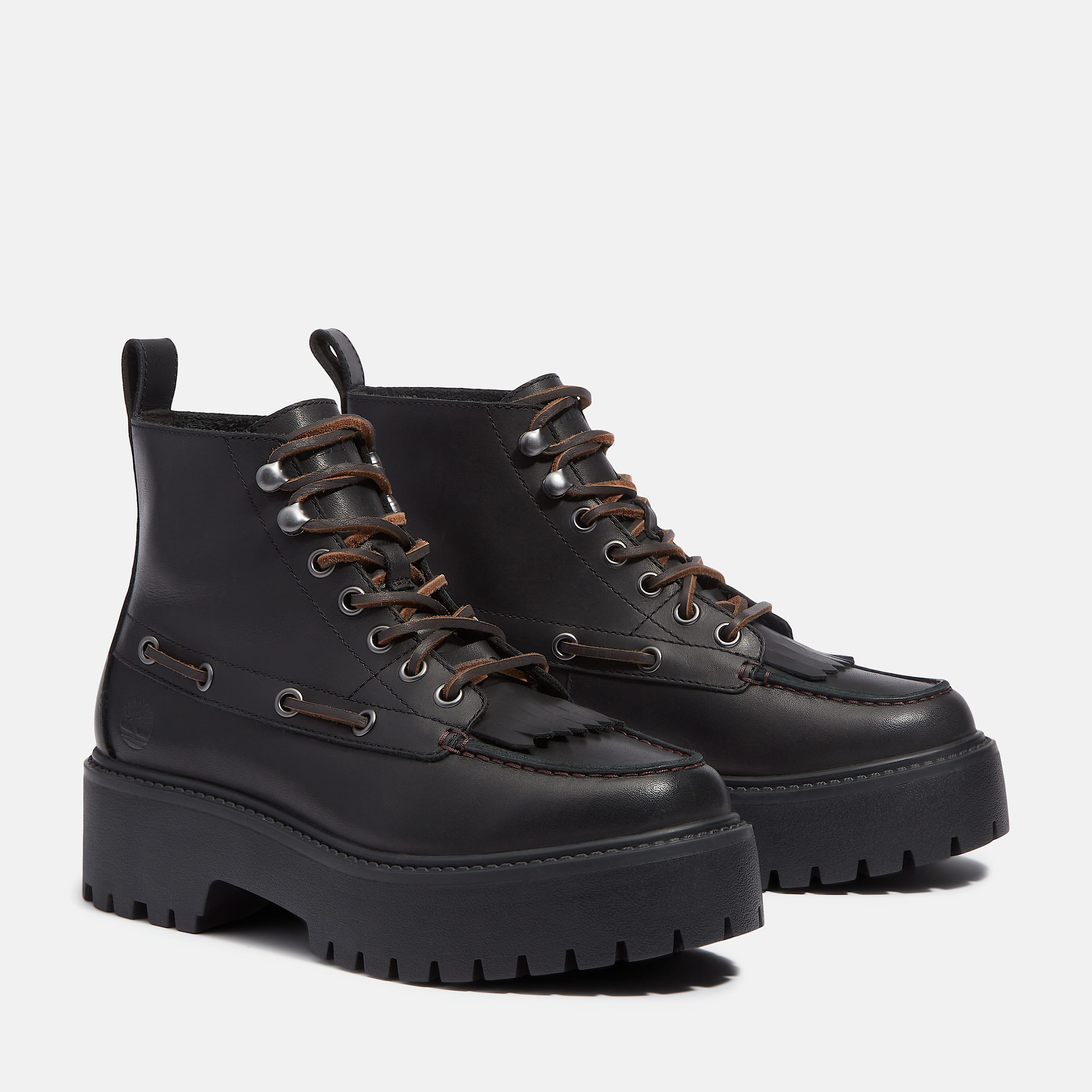 Womens Stone Street Platform Kiltie Boot TBL Black FullGrain ALT4