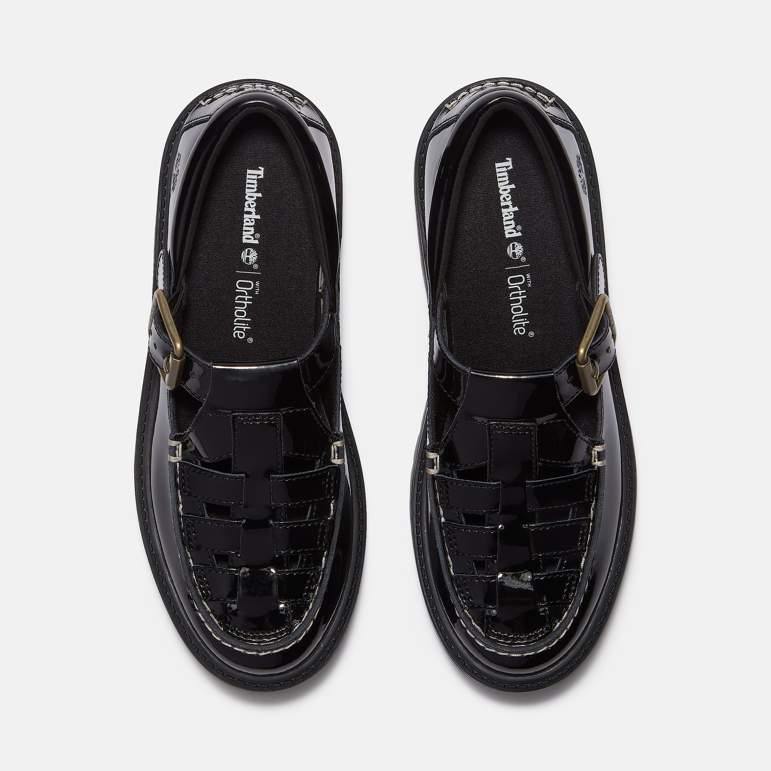 Womens Patent Leather Stone Street Platform Buckle Shoe TBL Black Patent Leather ALT2