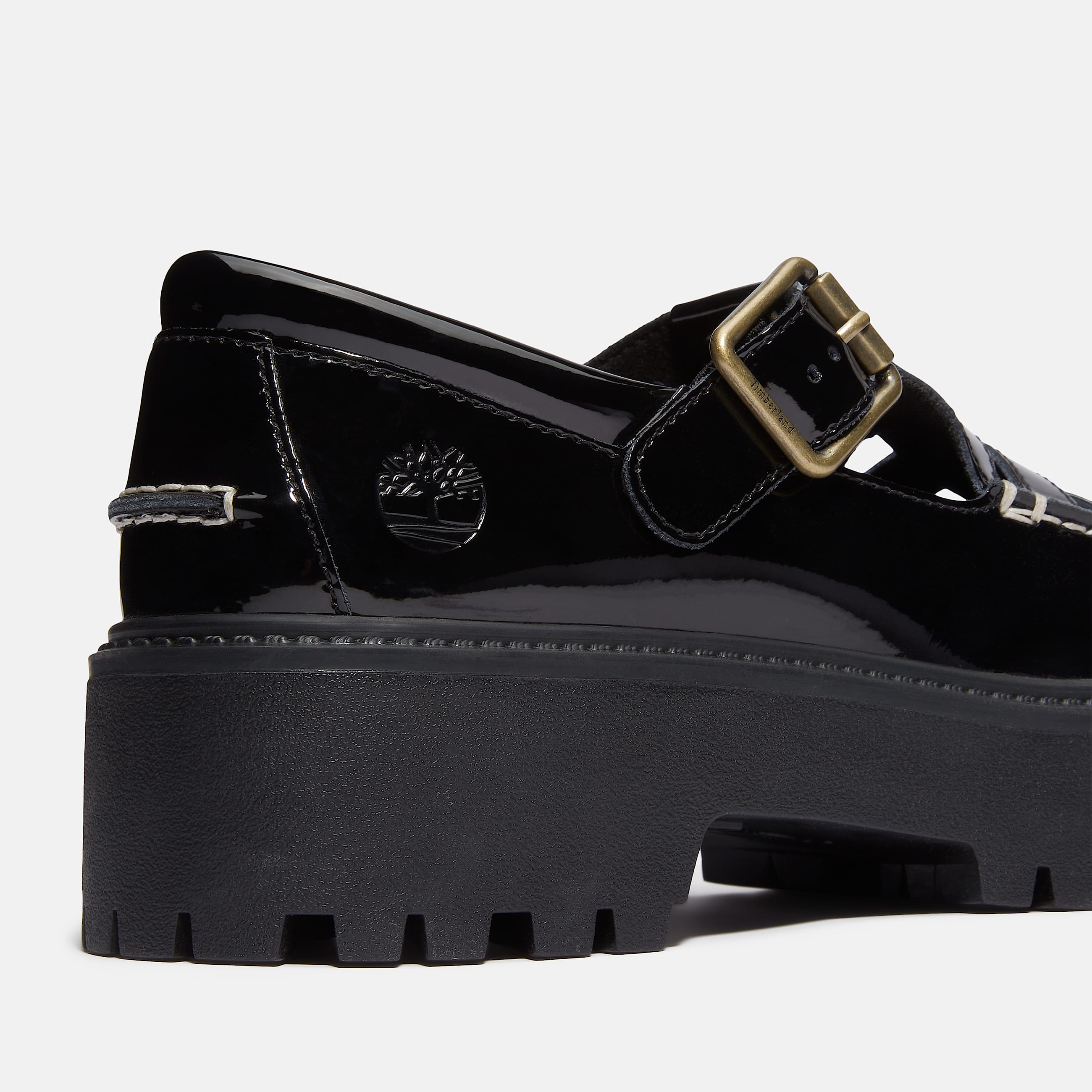 Womens Patent Leather Stone Street Platform Buckle Shoe TBL Black Patent Leather ALT7