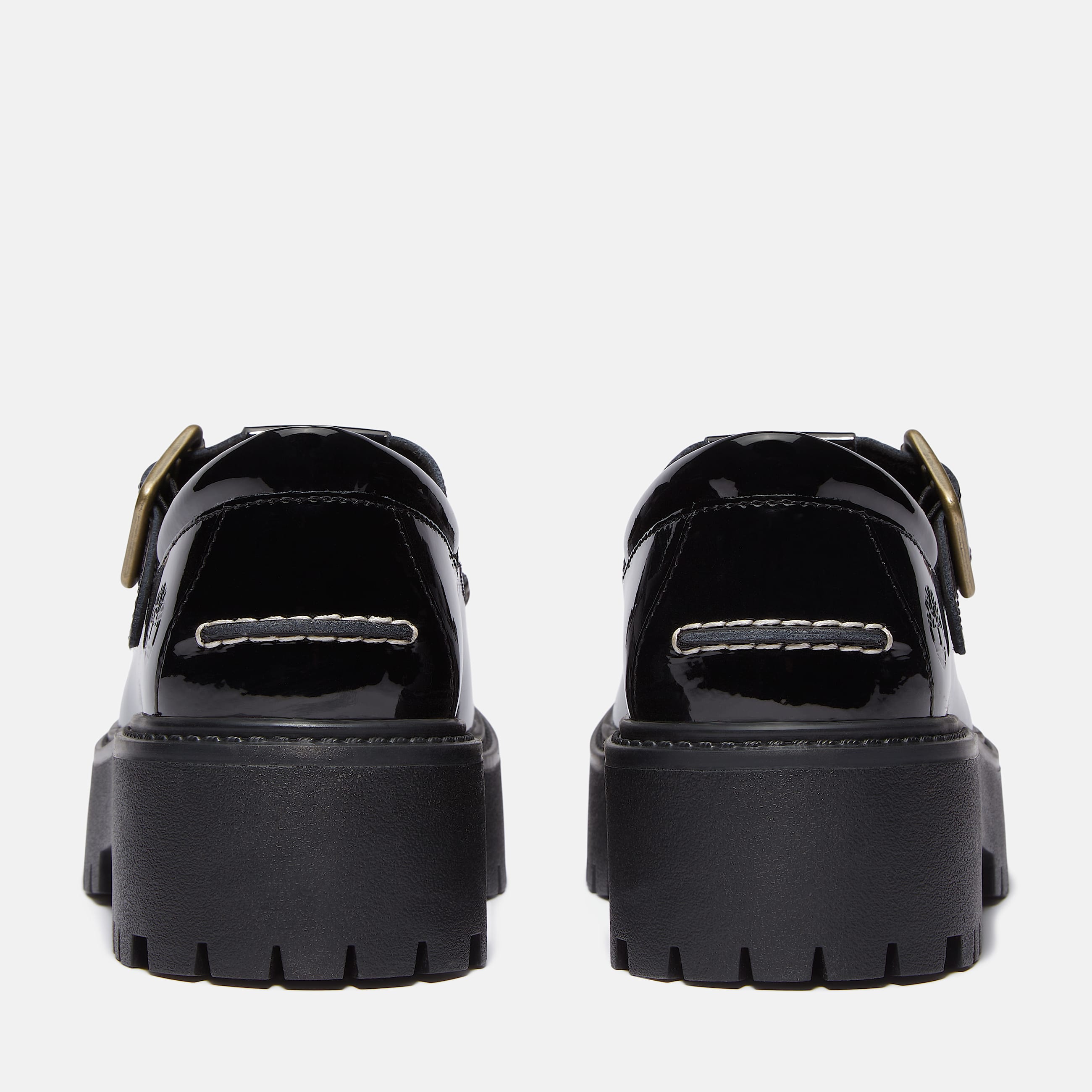 Womens Patent Leather Stone Street Platform Buckle Shoe TBL Black Patent Leather ALT5