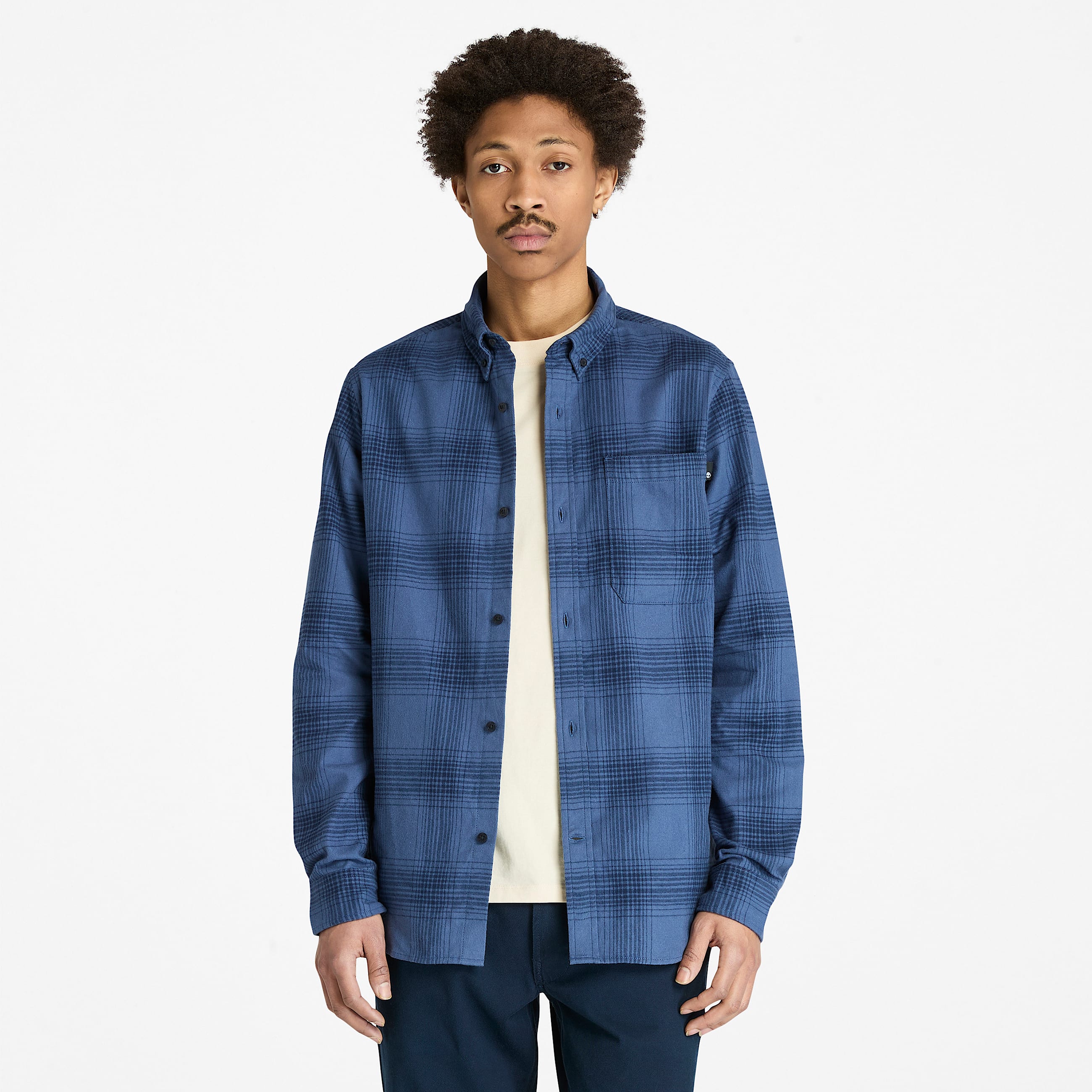 Mens Heavy Flannel Check Shirt TBL Dark Blue HERO