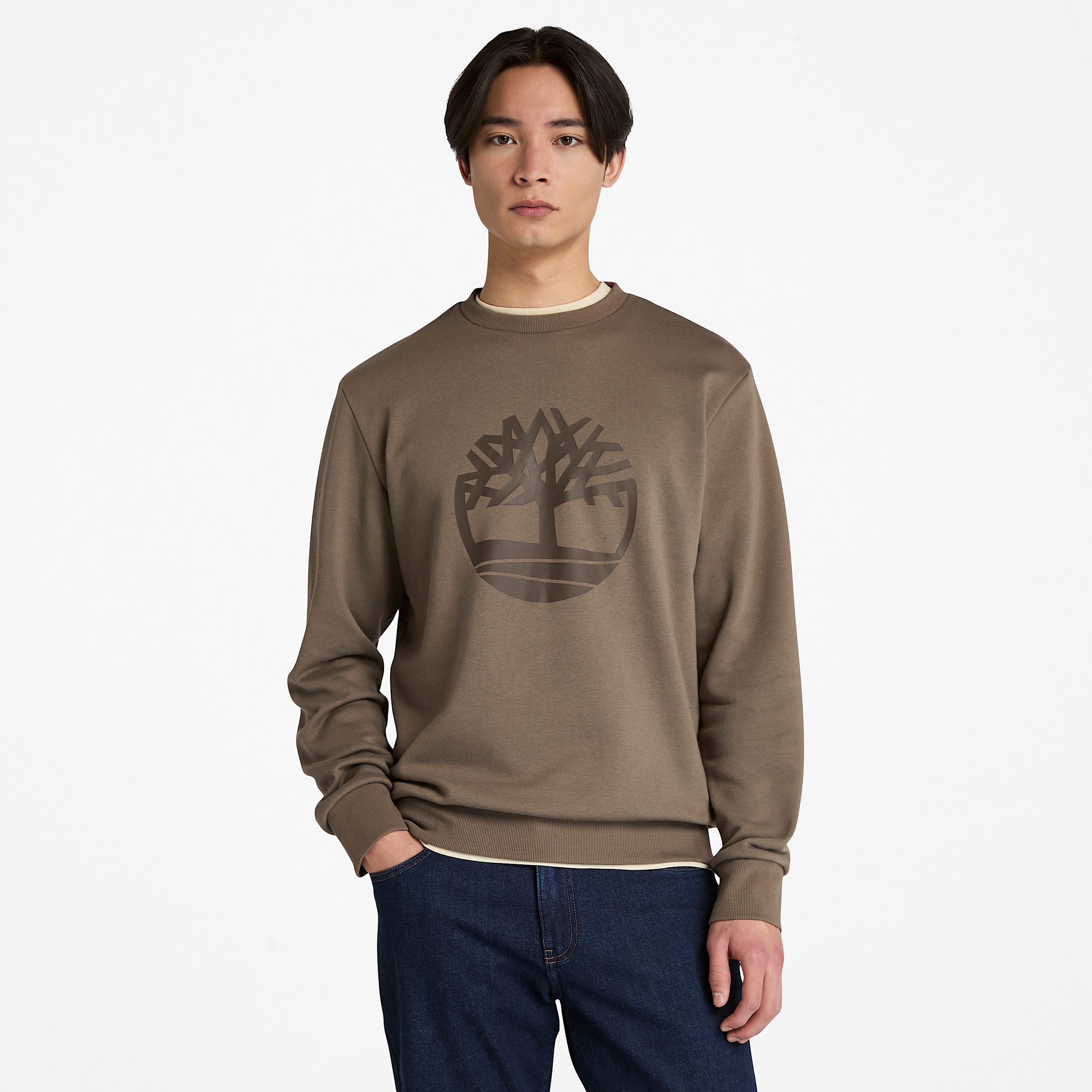 Mens Northwood Brushed Back Crewneck Sweatshirt TBL Medium Brown HERO