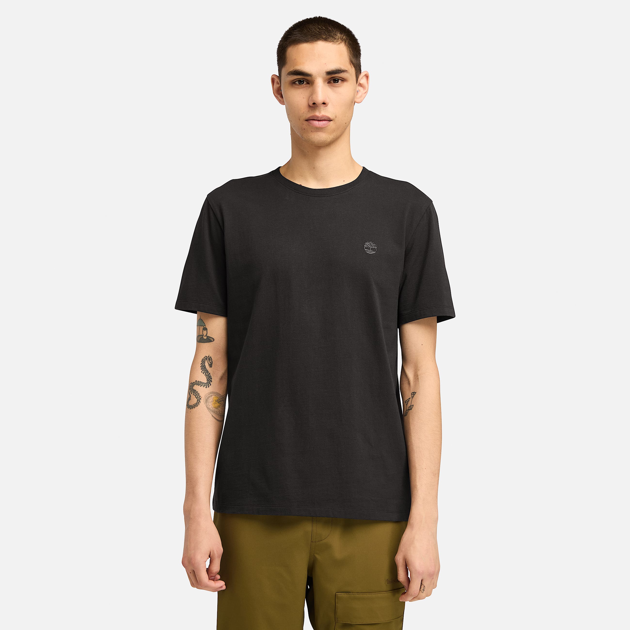 Mens Oyster River US Chest Logo Short Sleeve TShirt TBL BlackGrey HERO