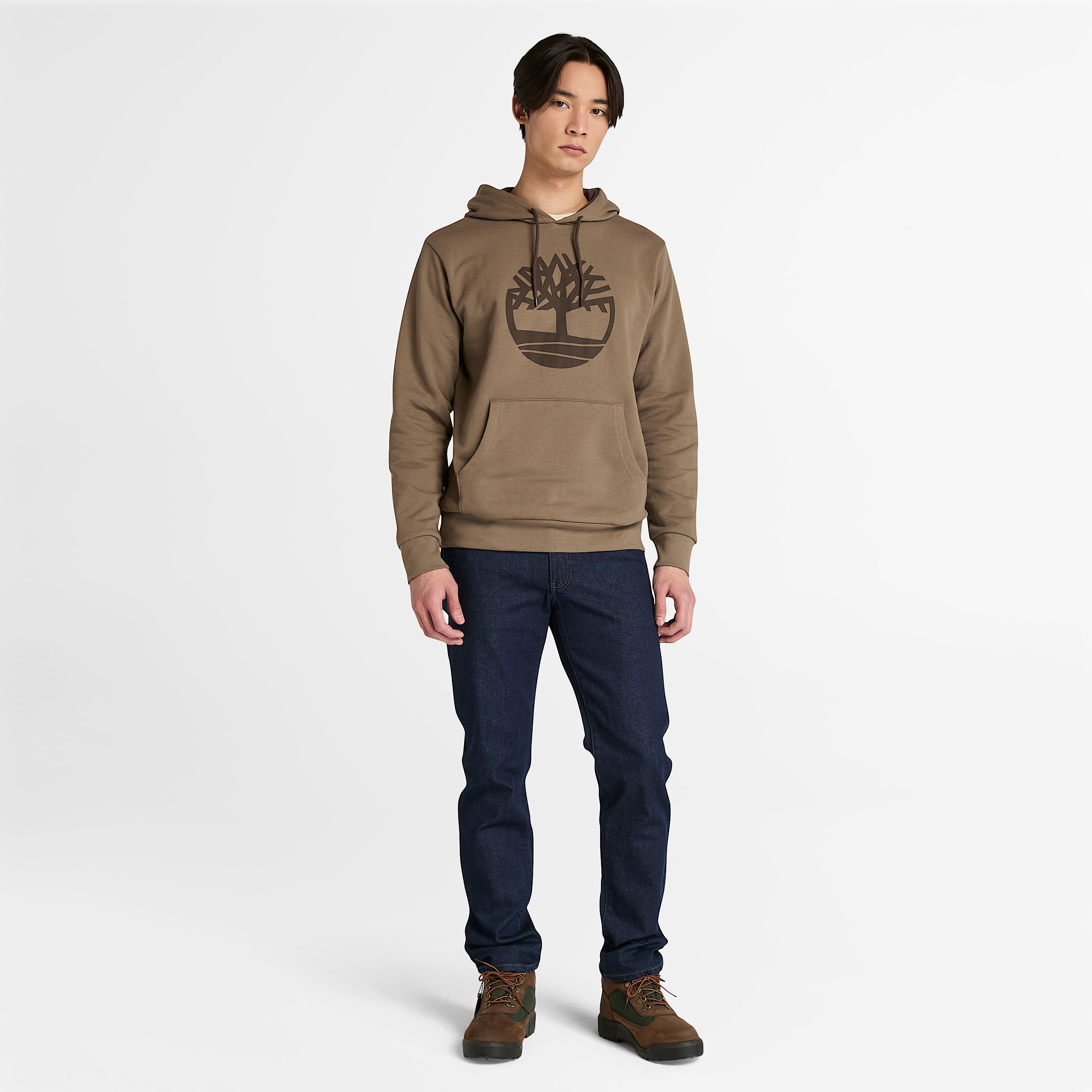 Mens Northwood Tree Logo Brushed Back Hoodie TBL Medium Brown ALT1