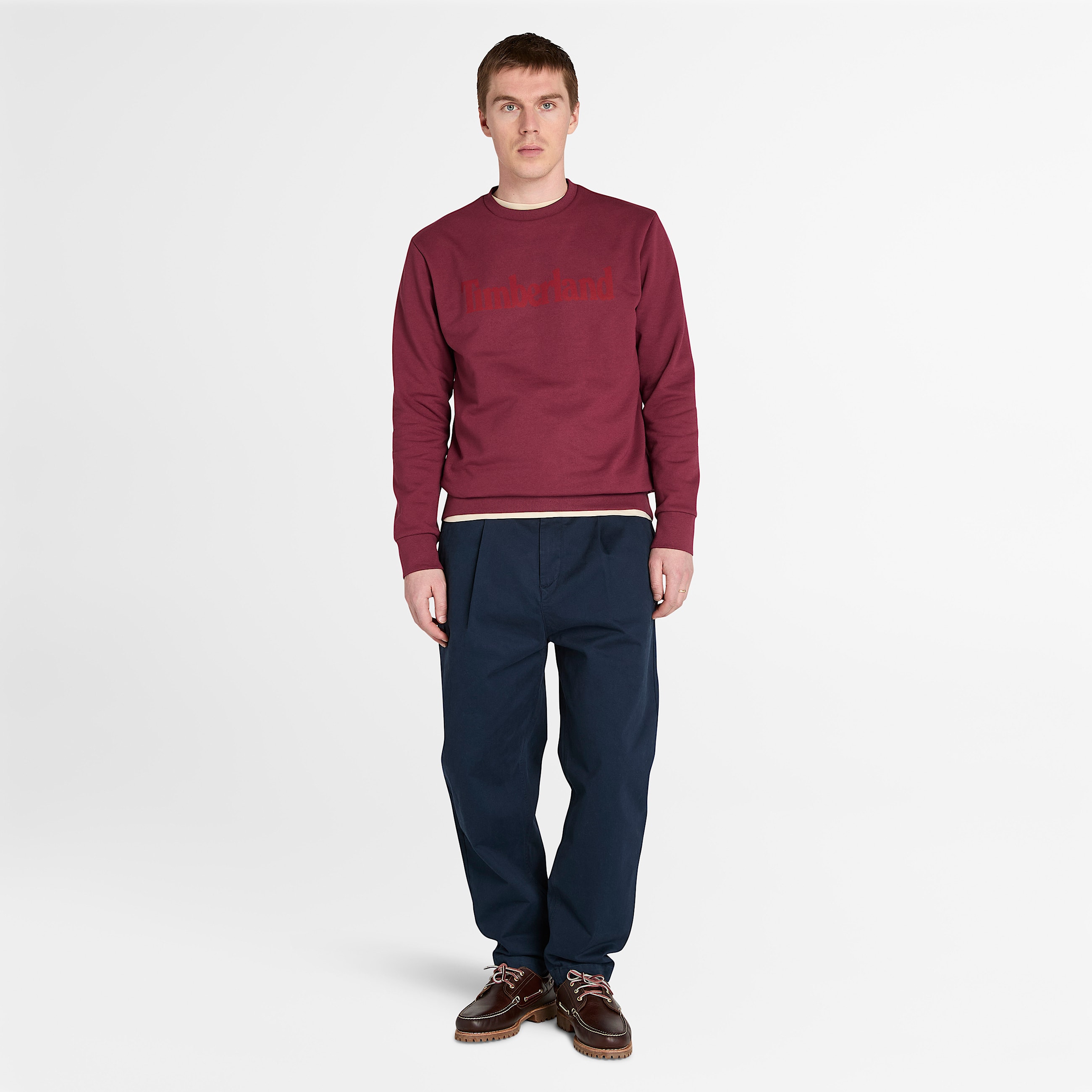 Mens Northwood Brushed Back Crewneck Sweatshirt TBL Burgundy ALT1