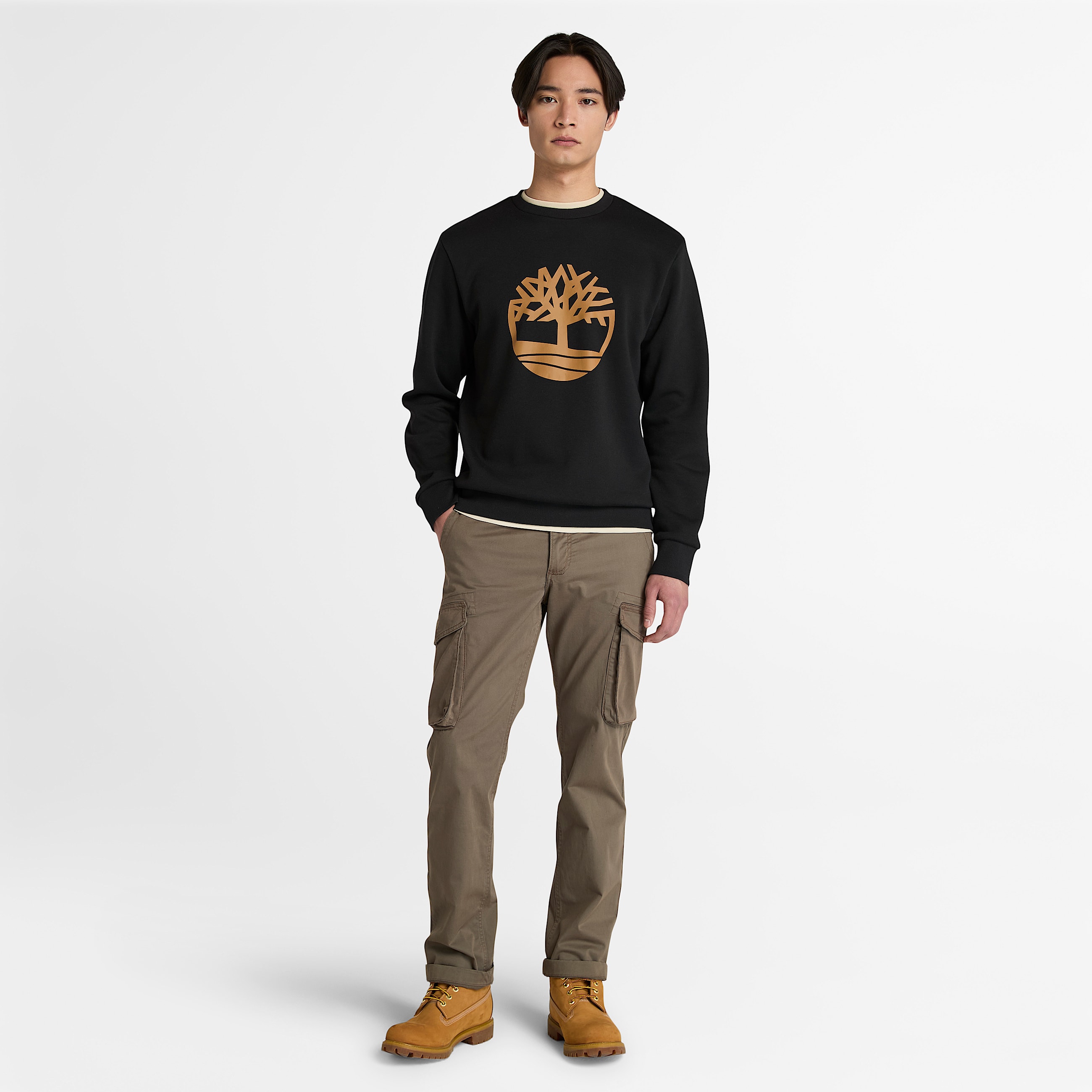 Mens Northwood Brushed Back Crewneck Sweatshirt TBL Black ALT1