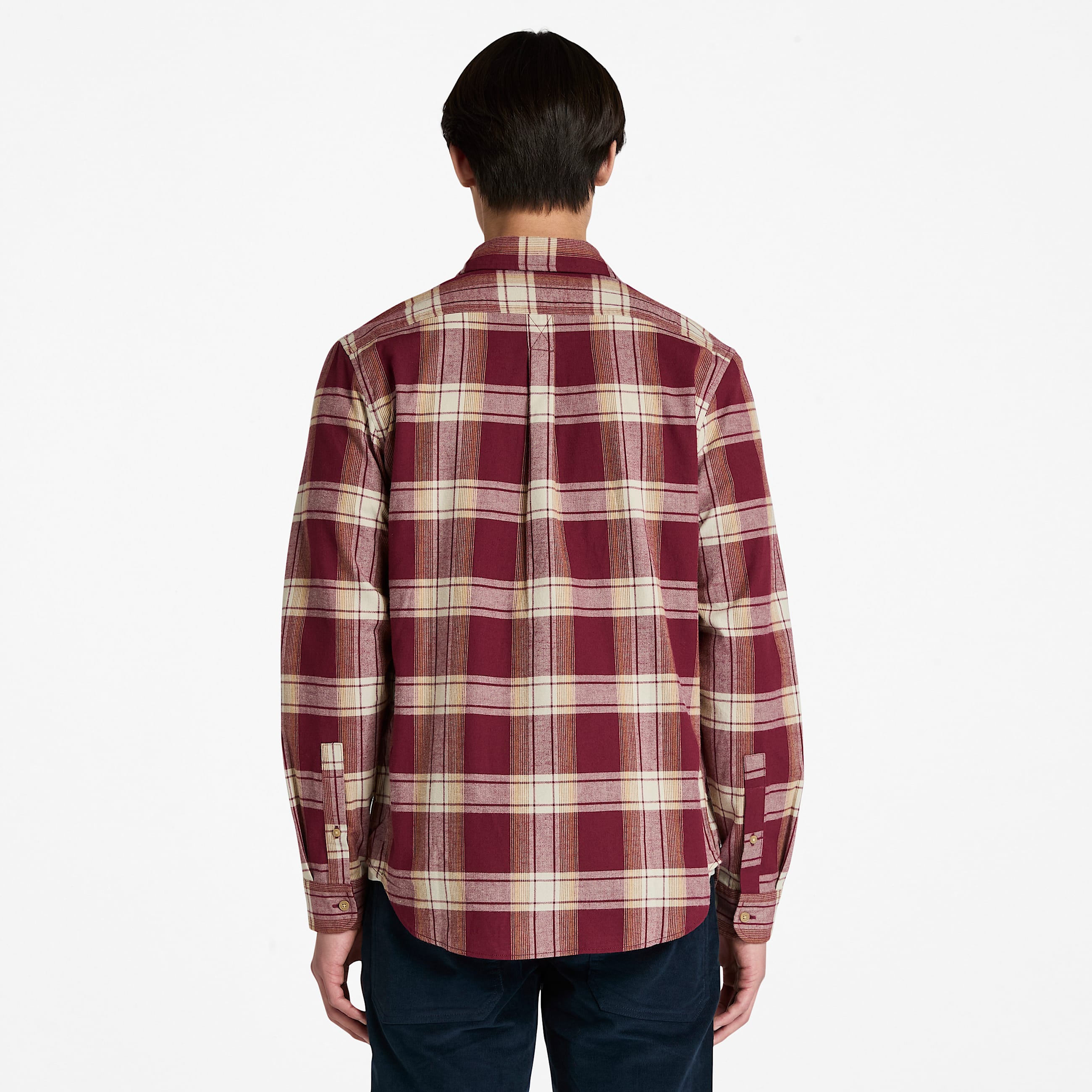 Mens Herringbone Flannel Check Shirt TBL Burgundy ALT9