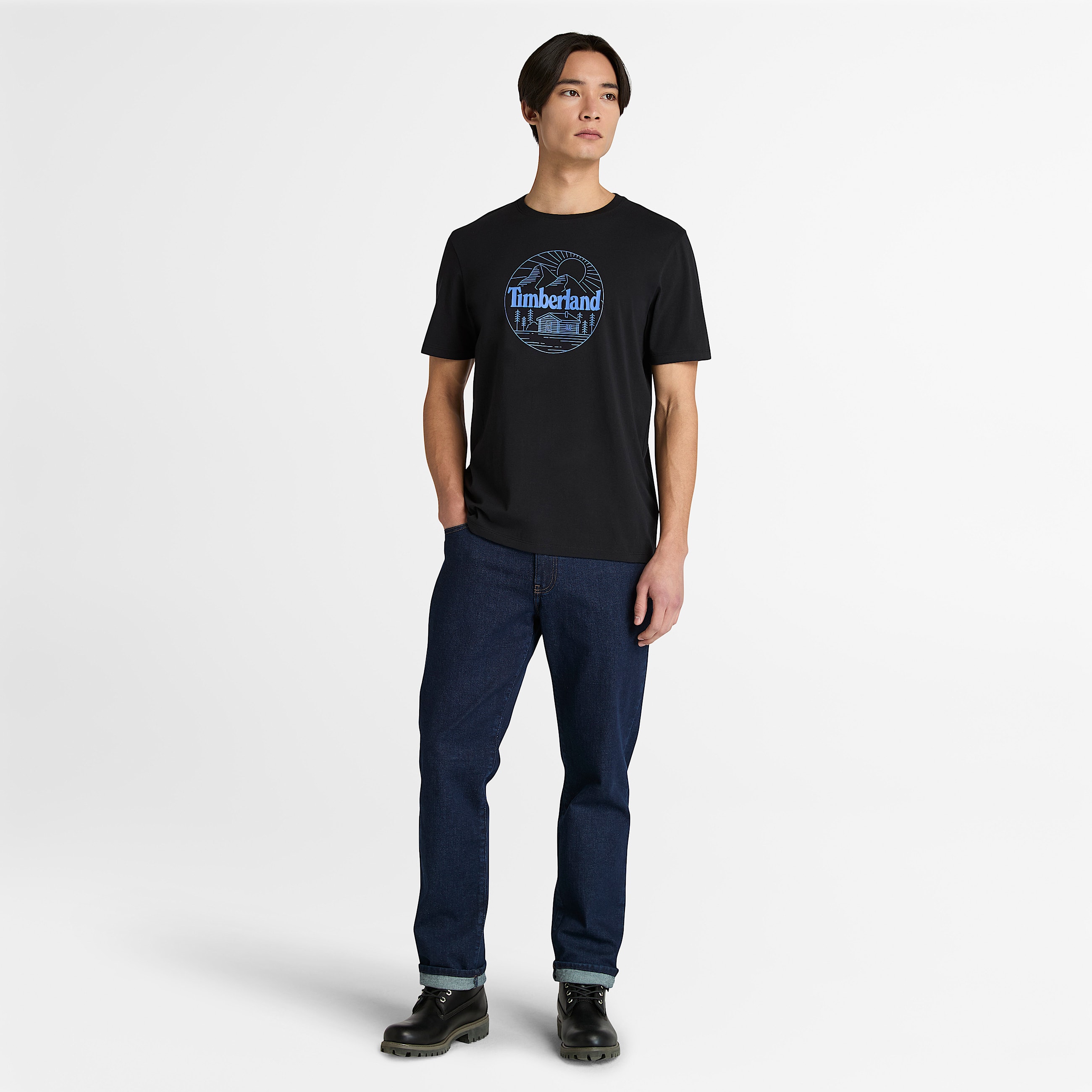 Mens Mountain Graphic ShortSleeve TShirt TBL Black ALT1