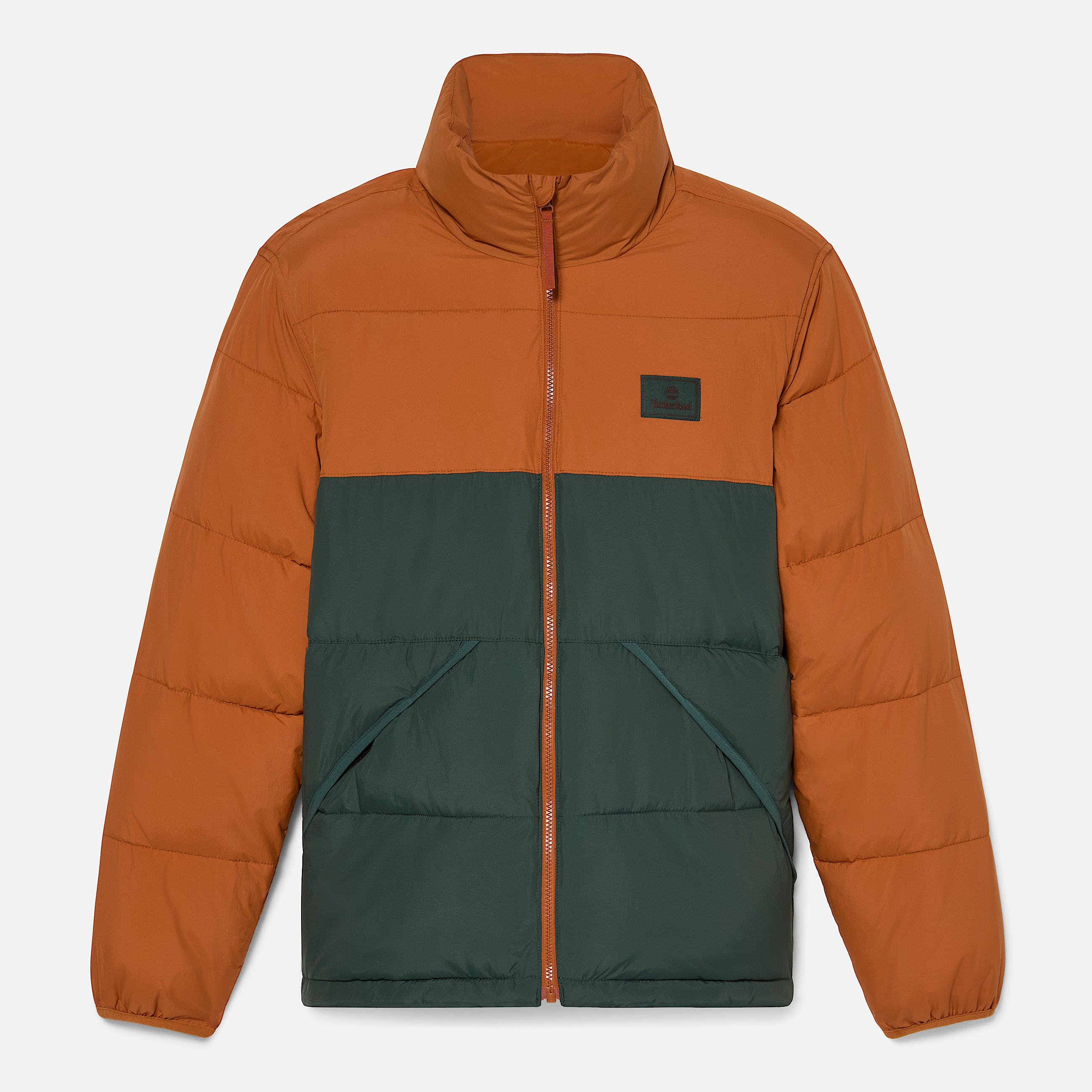 Insulated Puffer Jacket TBL Leather BrownDark Forest Green HERO