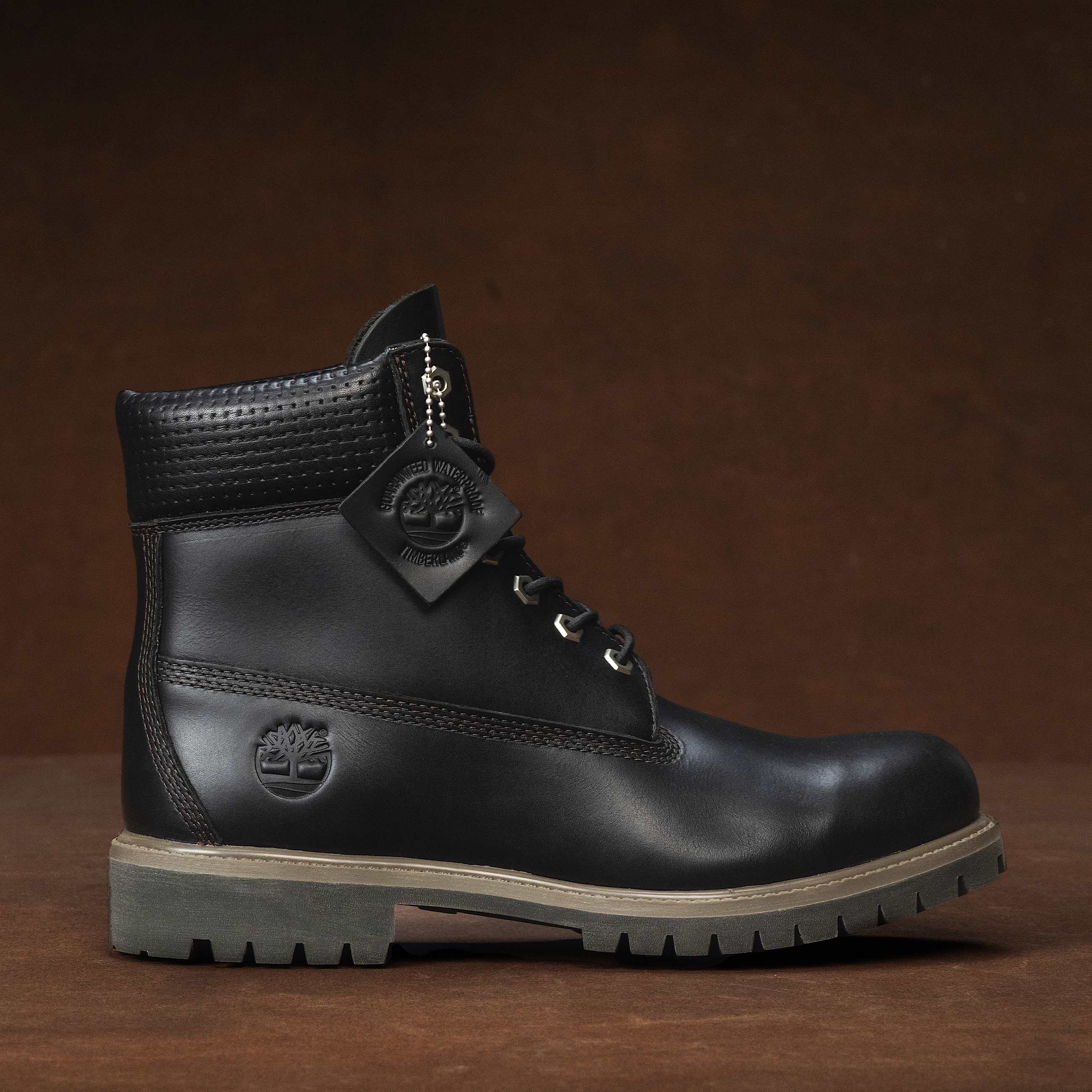 Mens Timberland Premium 6Inch Waterproof Boot TBL Black FullGrainDark Brown HERO