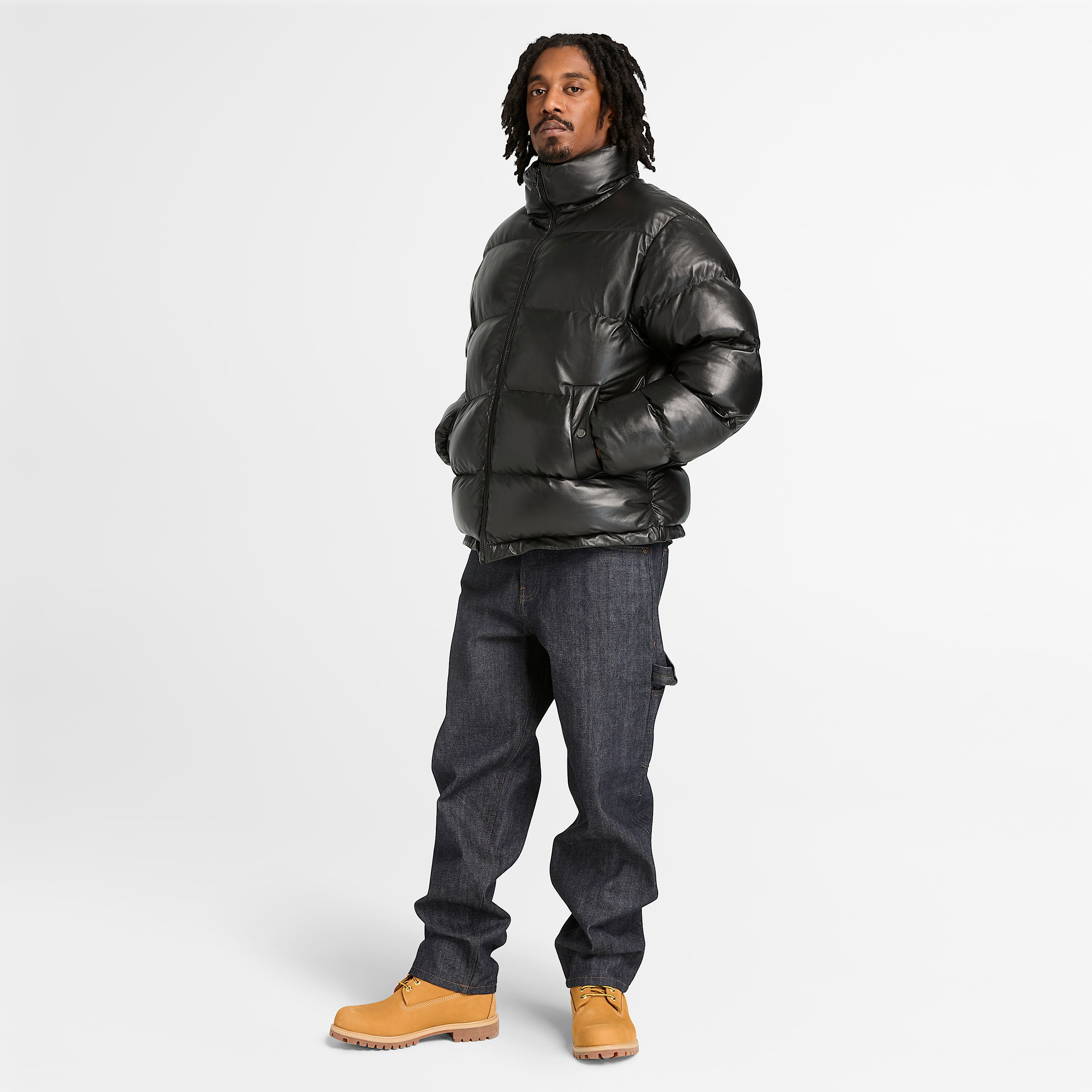 Welch Mountain Leather Puffer Jacket TBL Black Sheepskin Leather ALT2