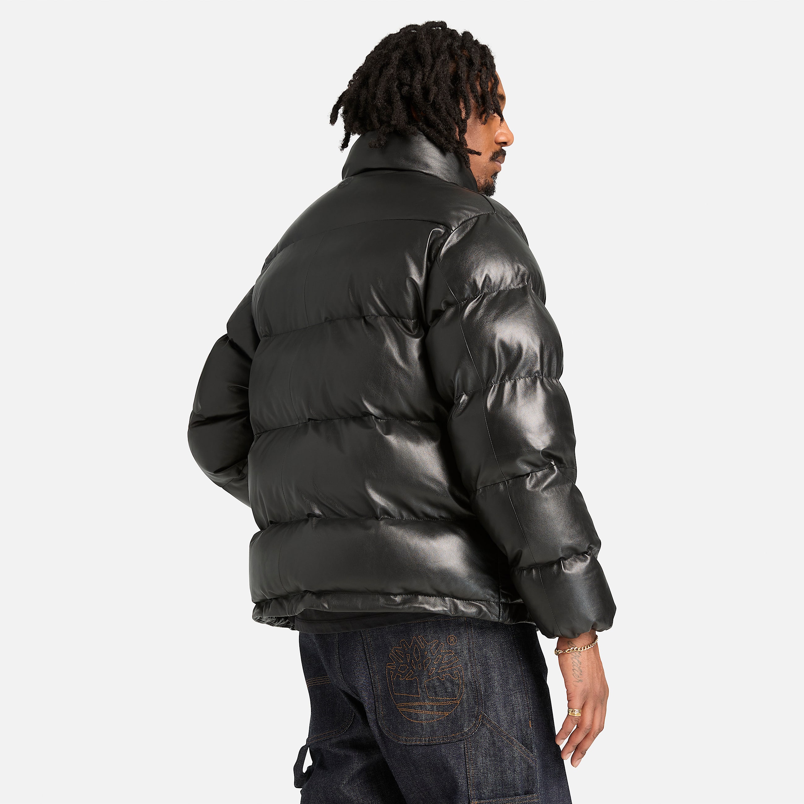 Welch Mountain Leather Puffer Jacket TBL Black Sheepskin Leather ALT8