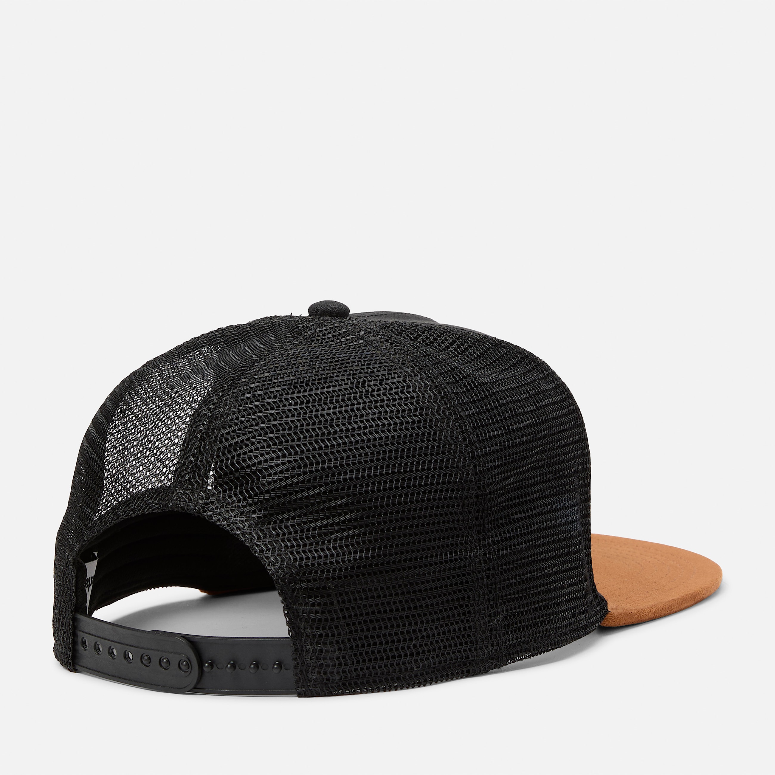 Mens Faux Suede Flatbrim Trucker Hat TBL Black ALT1