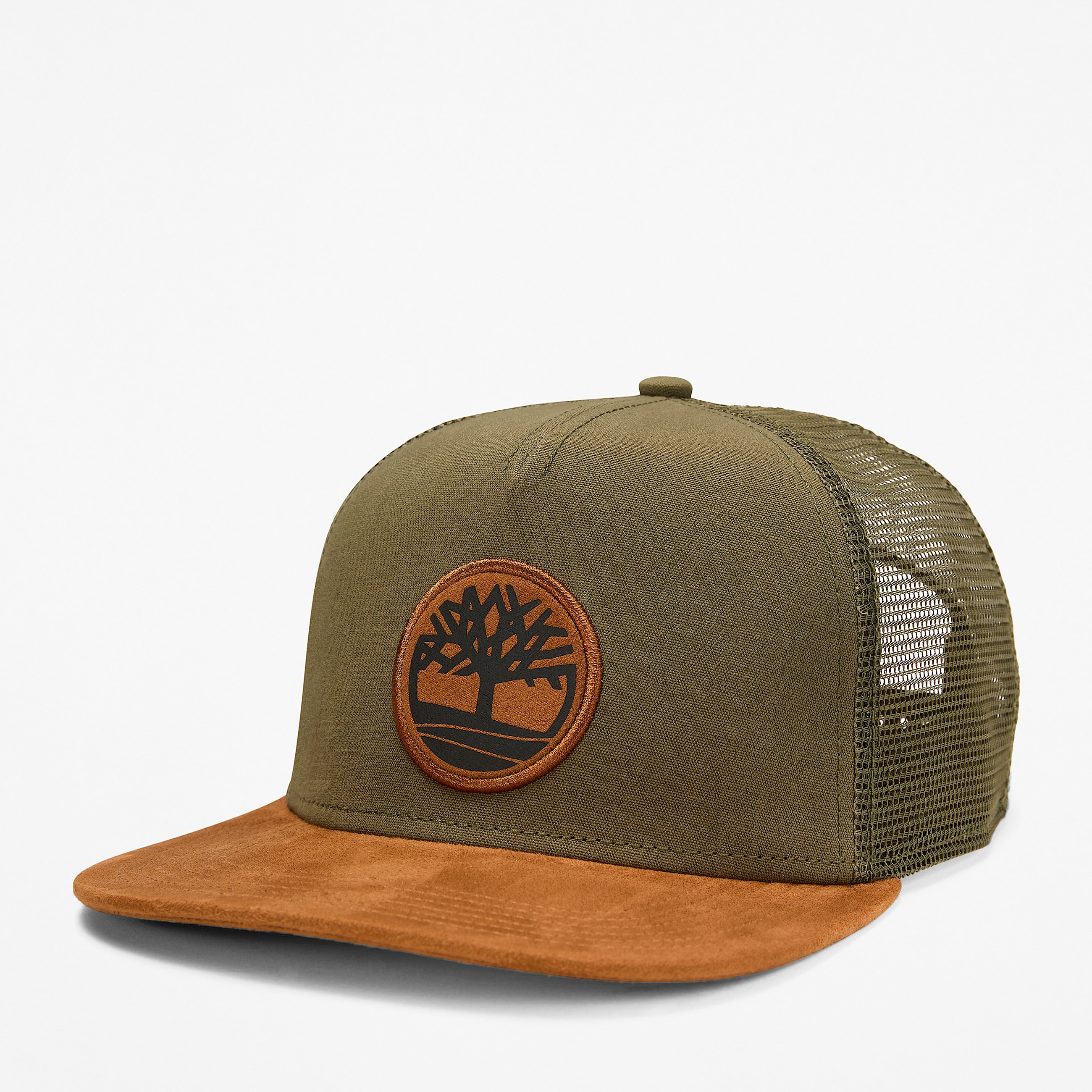 Faux Suede Flatbrim Trucker Hat TBL Leaf Green HERO