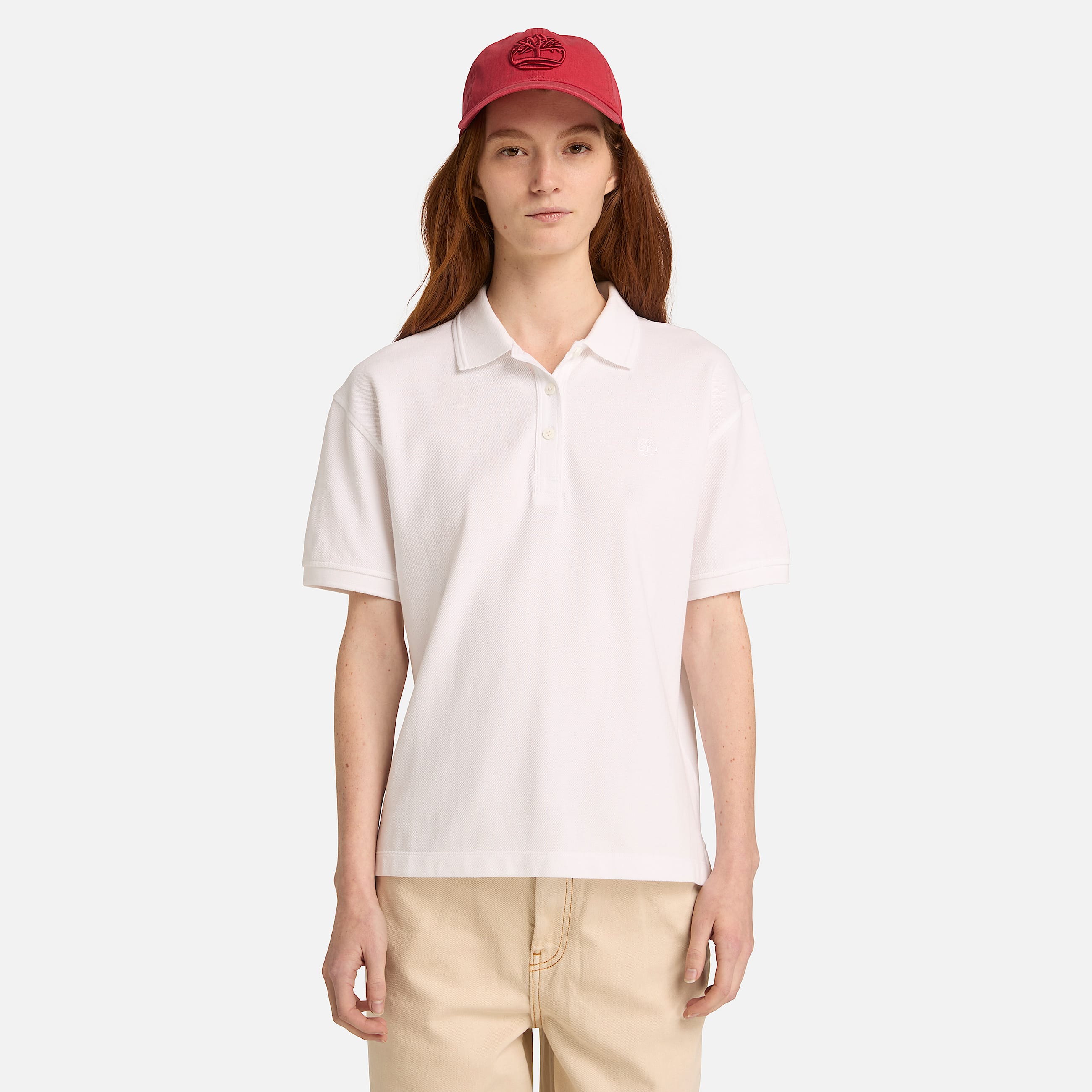 Womens ShortSleeve Pique Polo TBL White ALT1