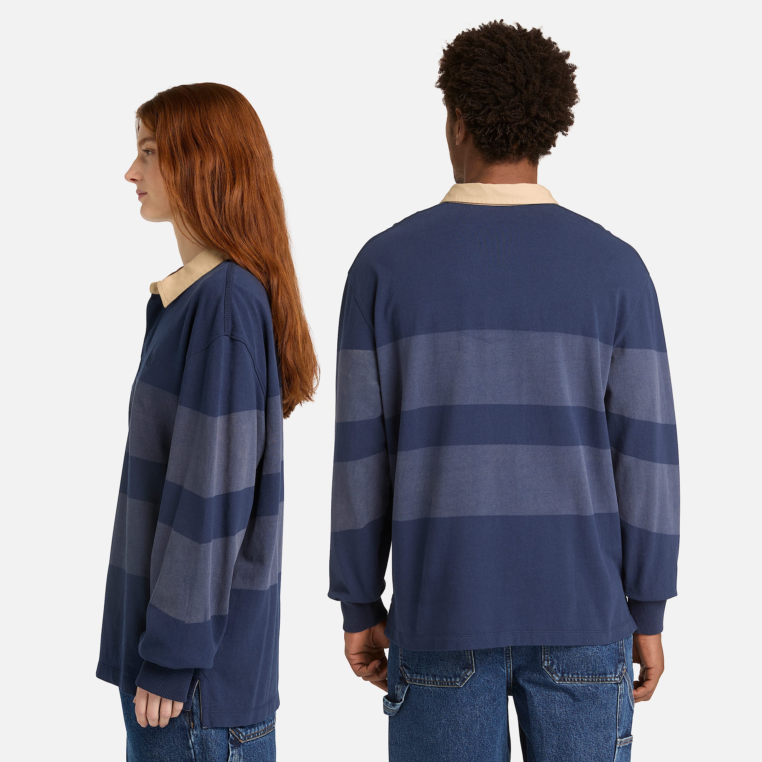 Striped LongSleeve Rugby Polo Shirt TBL Dark Navy ALT2