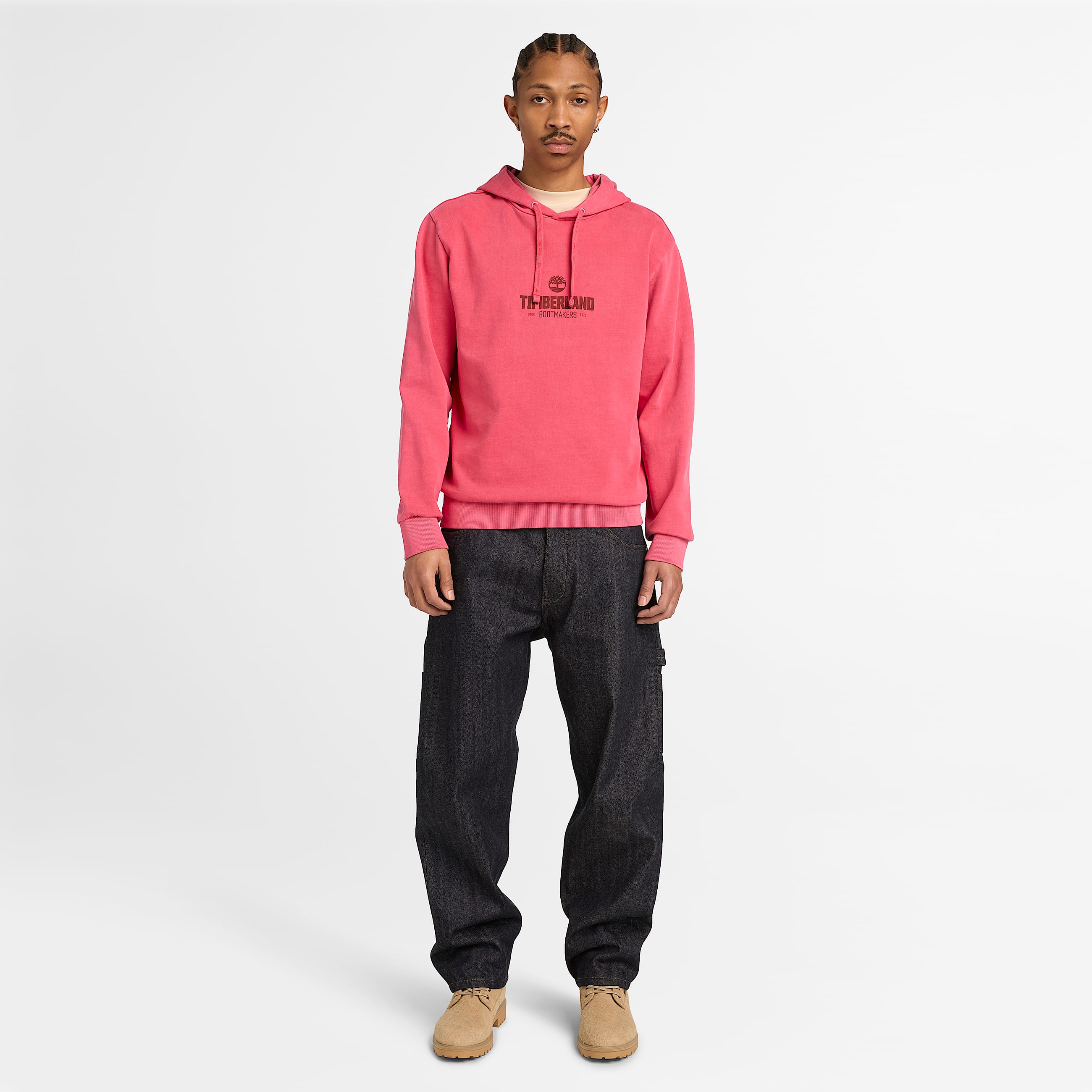 Mens GarmentDyed Hoodie TBL Berry Red ALT2