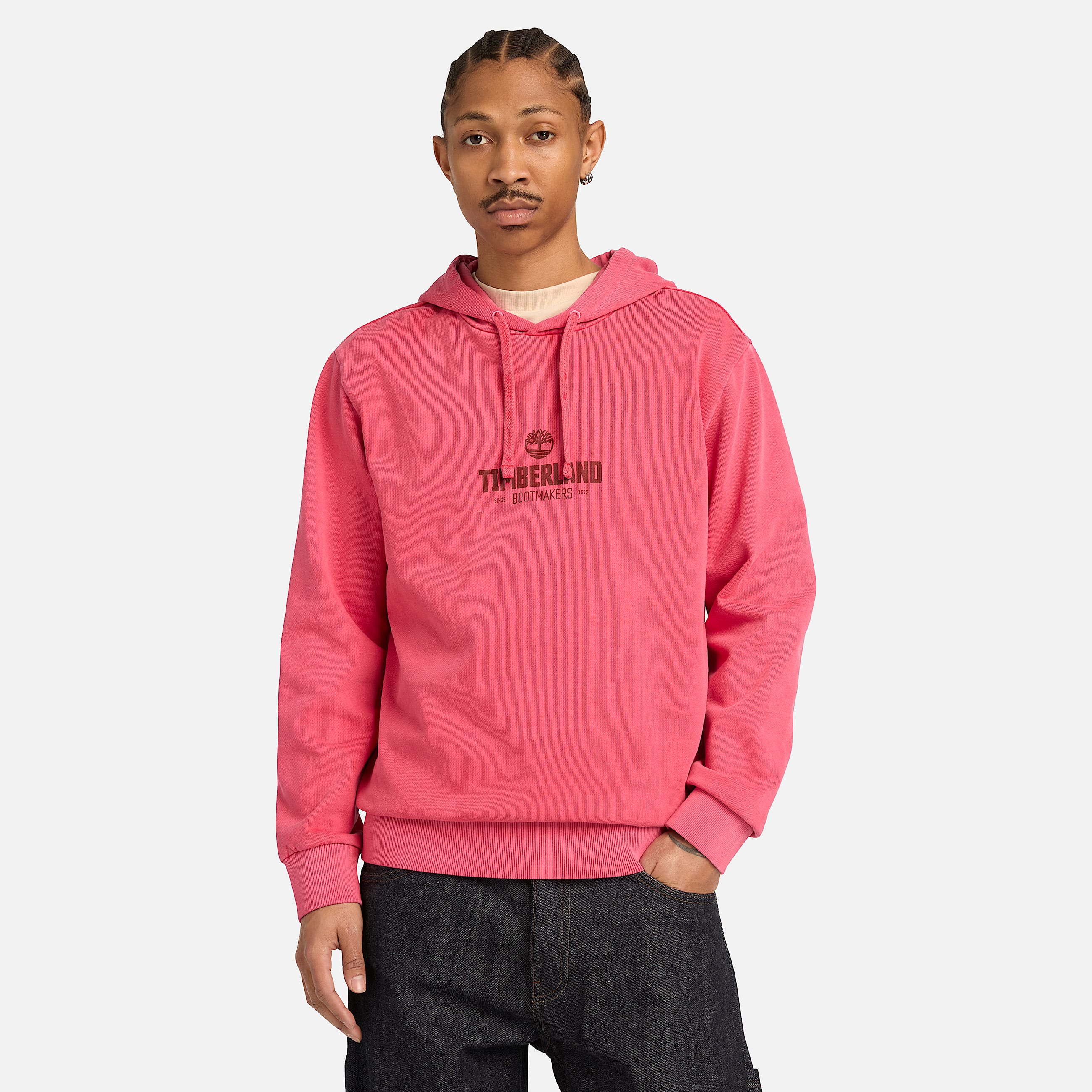 Mens GarmentDyed Hoodie TBL Berry Red ALT1