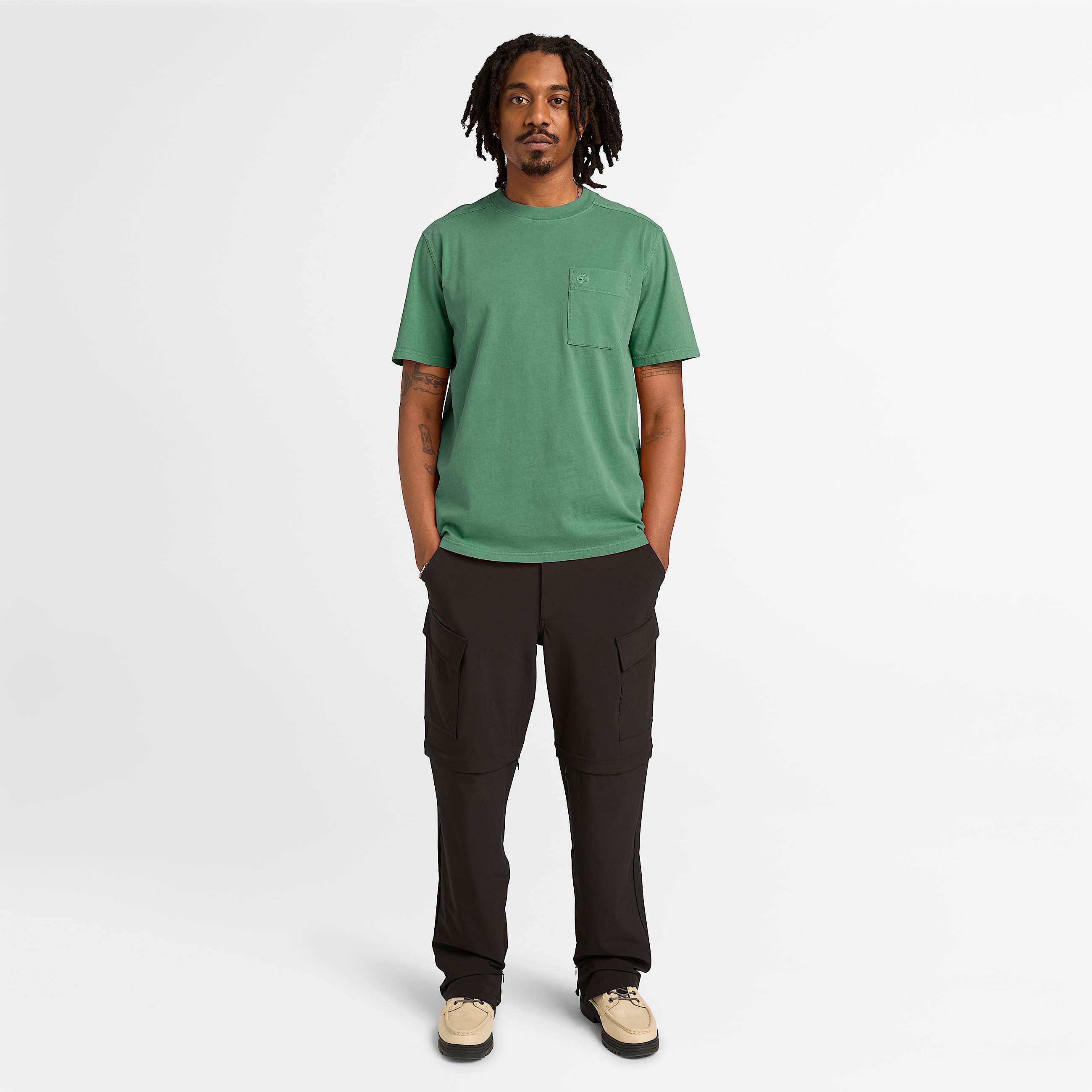 Mens Merrymack River Garment Dyed Chest Pocket TShirt TBL Forest Green ALT2