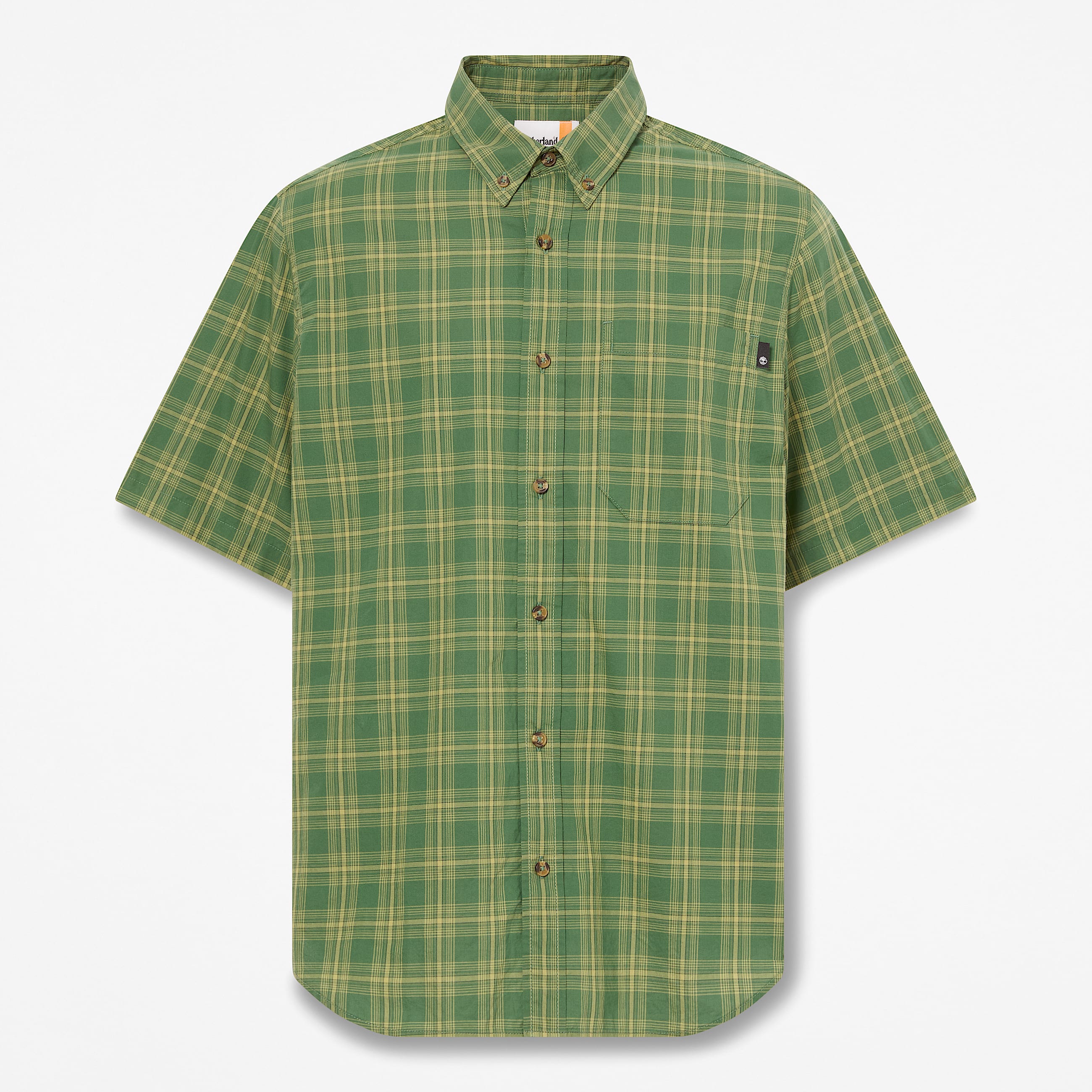 Mens Checkered Poplin ShortSleeve Shirt TBL Forest Green HERO
