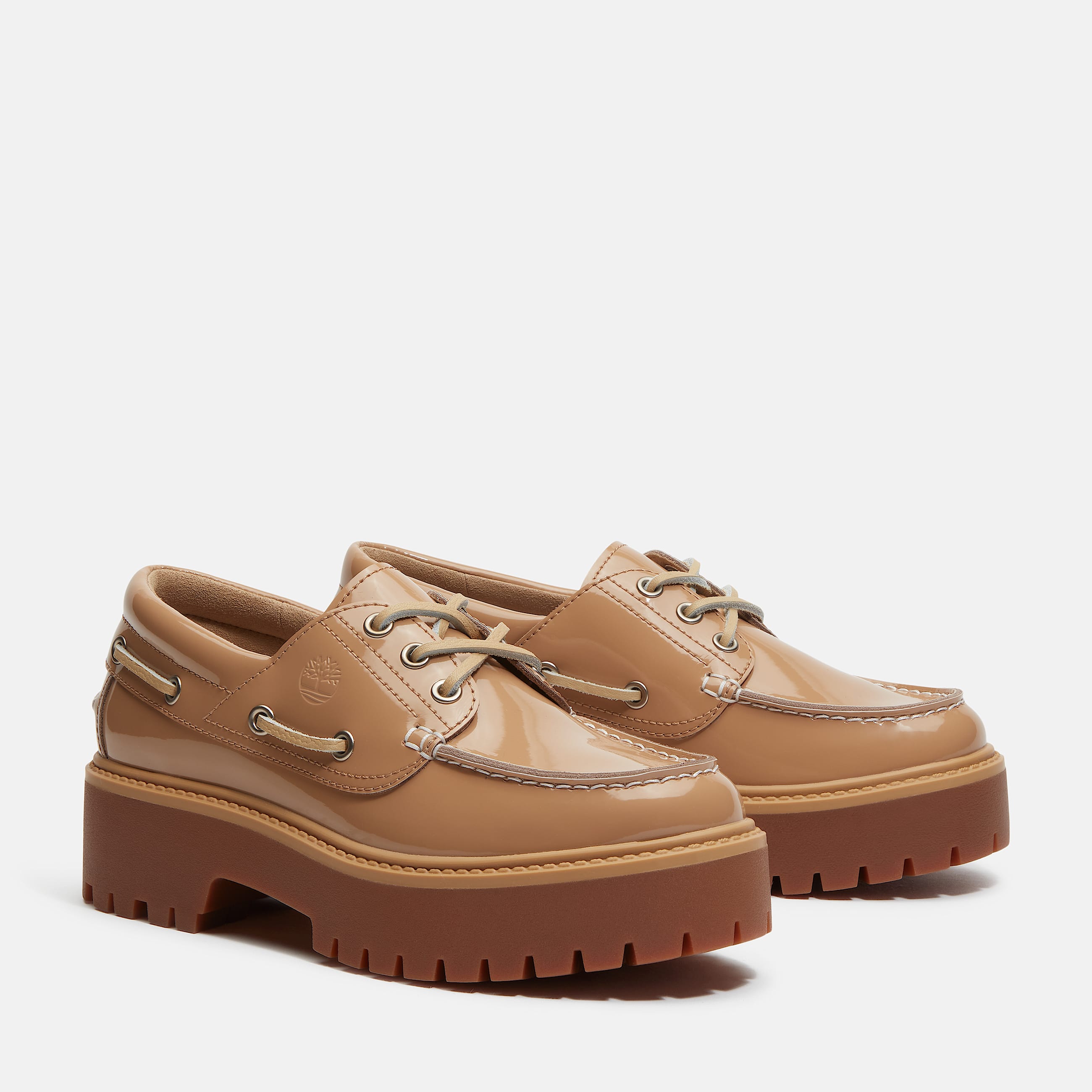 Womens Stone Street Platform Boat Shoe TBL Beige Patent Leather ALT4