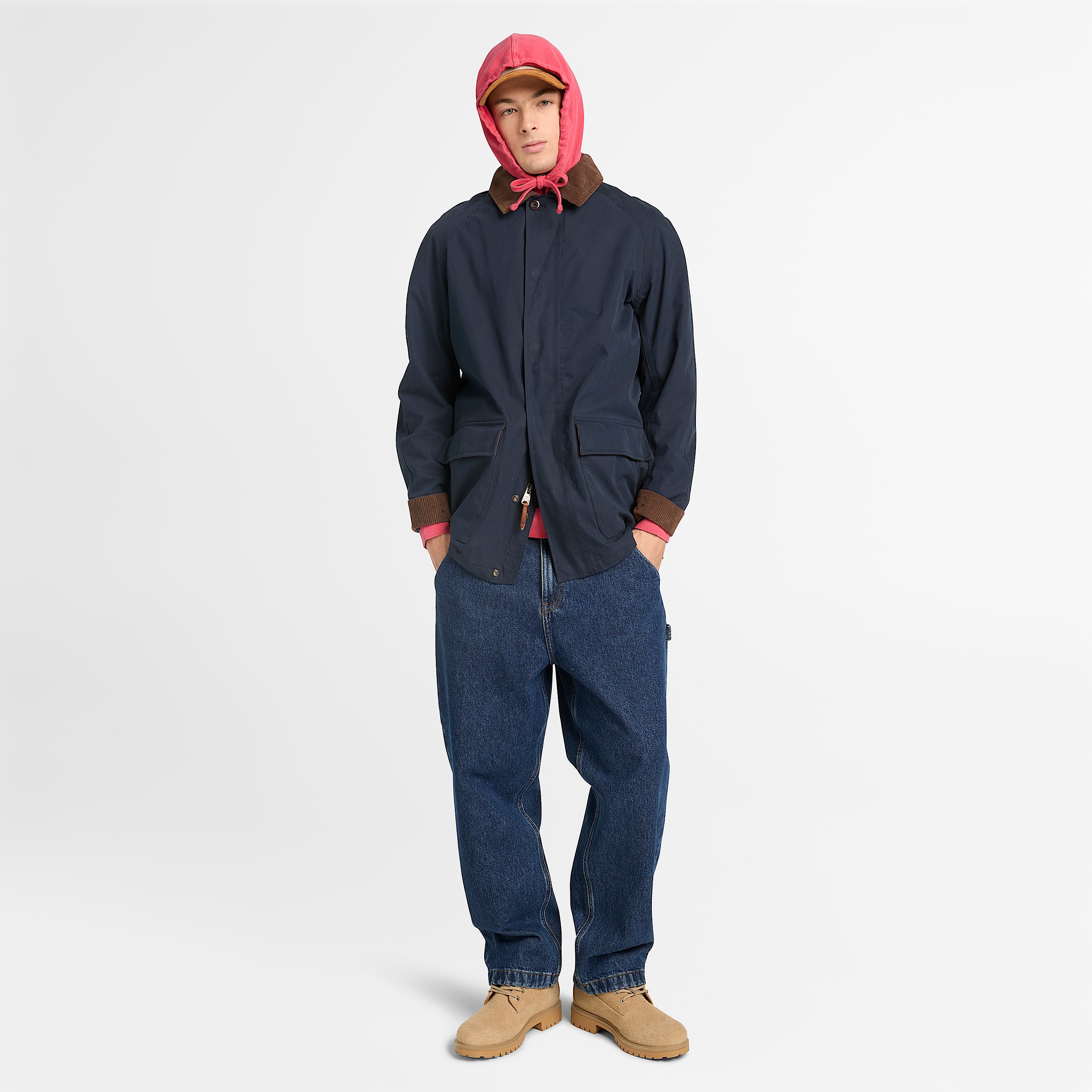 Mens Merrymack River Garment Dyed Hoodie TBL Berry Red ALT2