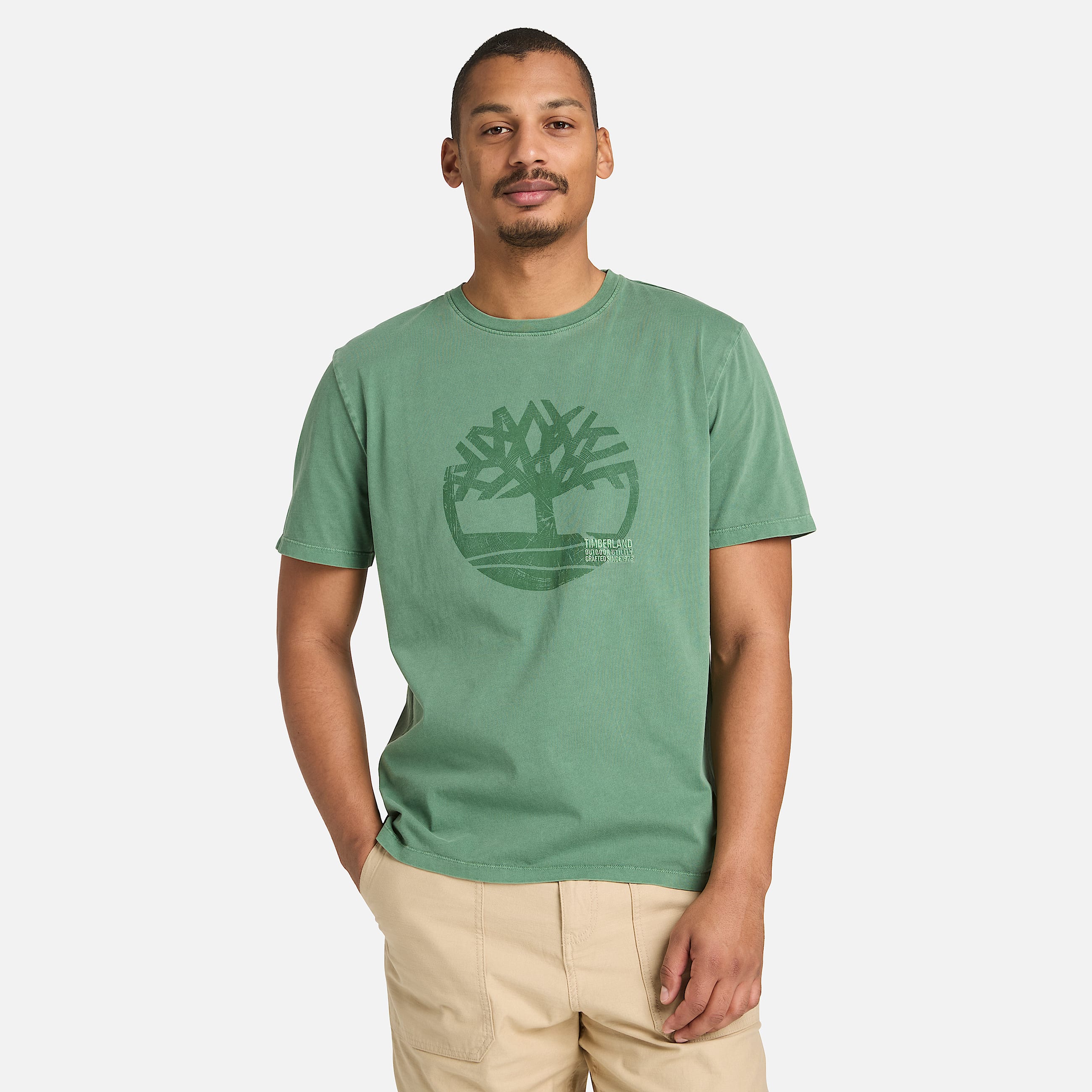 Mens Garment Dyed Logo Graphic TShirt TBL Forest Green ALT1