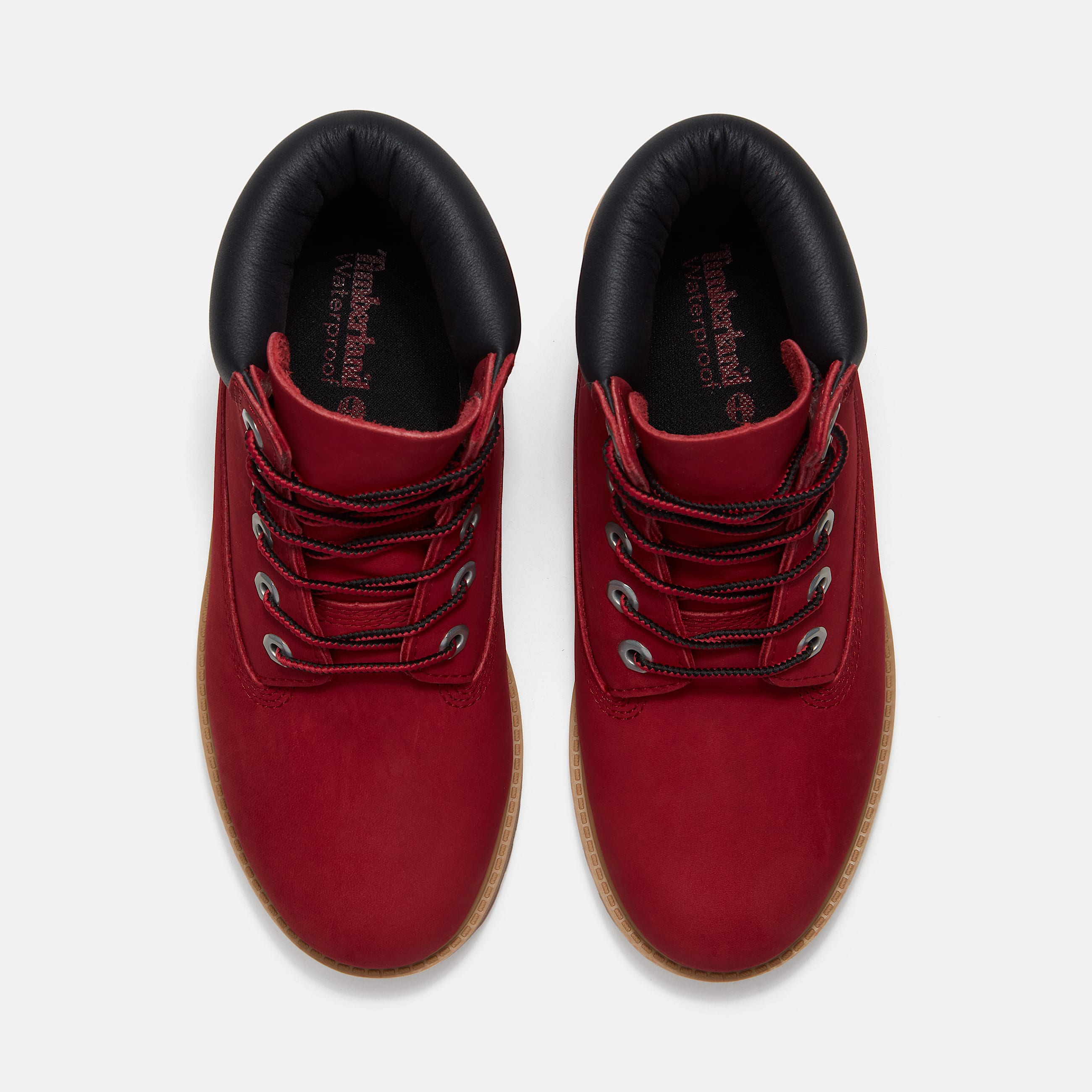 Junior Timberland Premium 6Inch Waterproof Boot TBL Red NubuckBlack ALT2