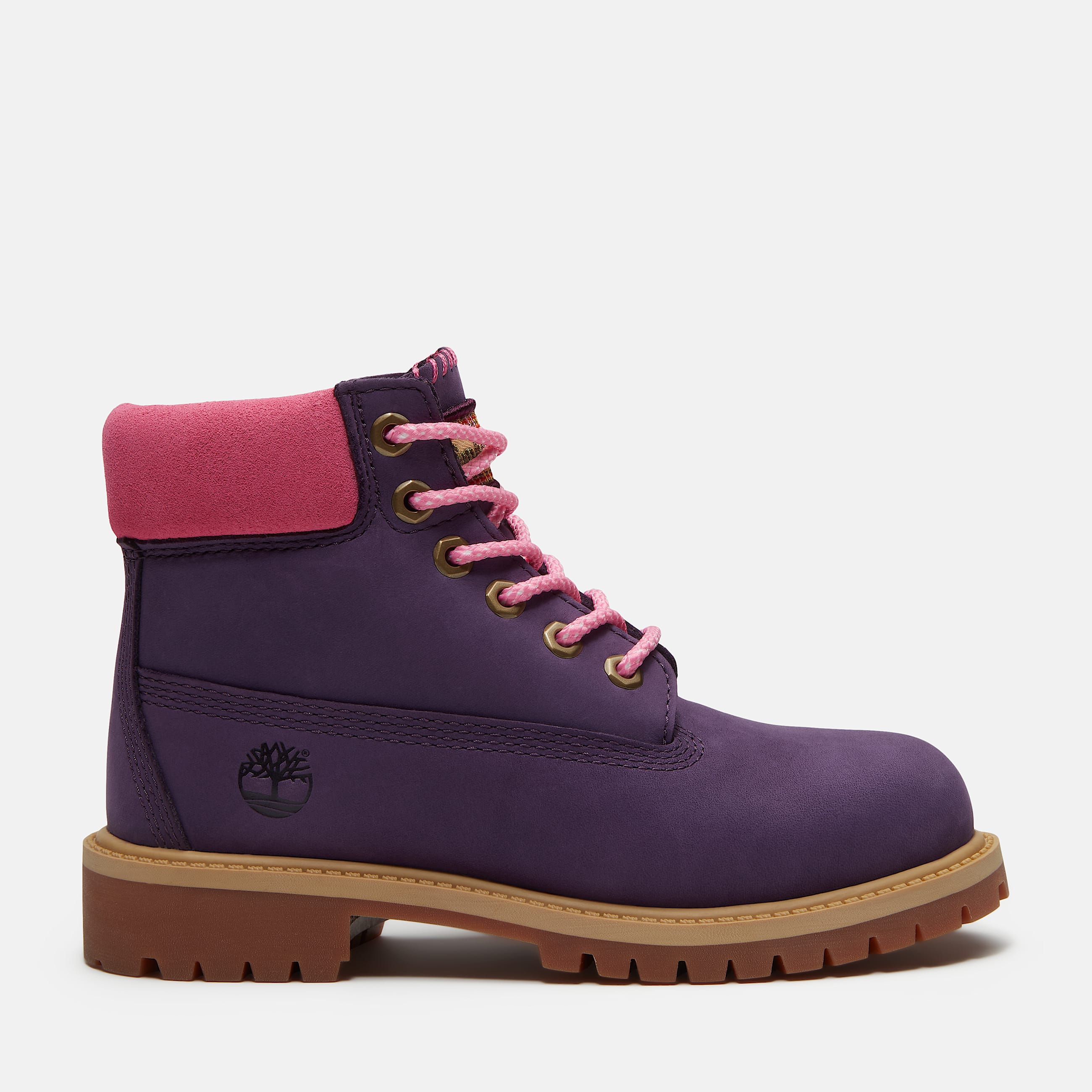 Junior Timberland Premium 6Inch Waterproof Boot TBL Dark Purple NubuckPink HERO