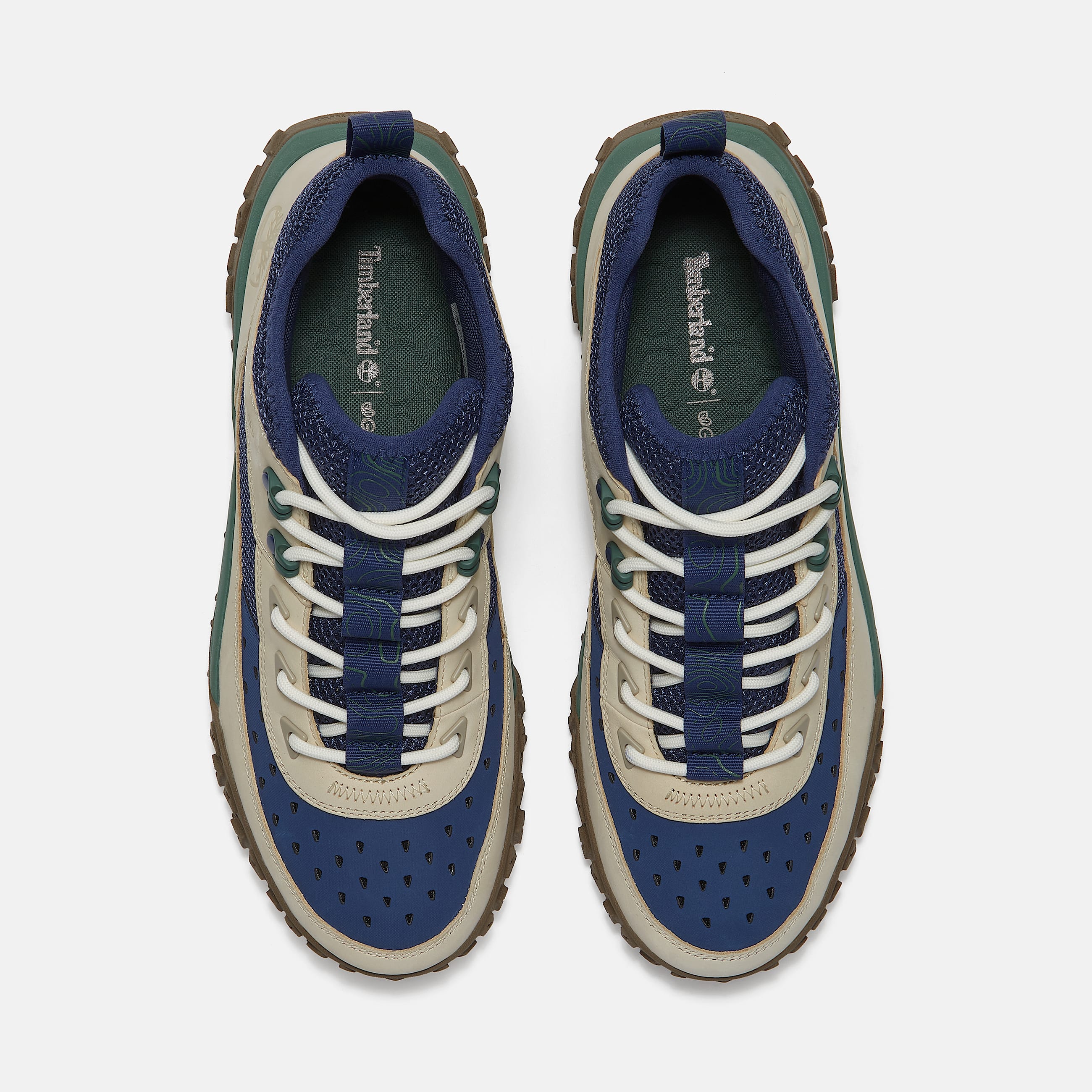 Mens GreenStride Motion 6 Mid Perforated Sneaker TBL Navy NubuckLight Beige ALT2