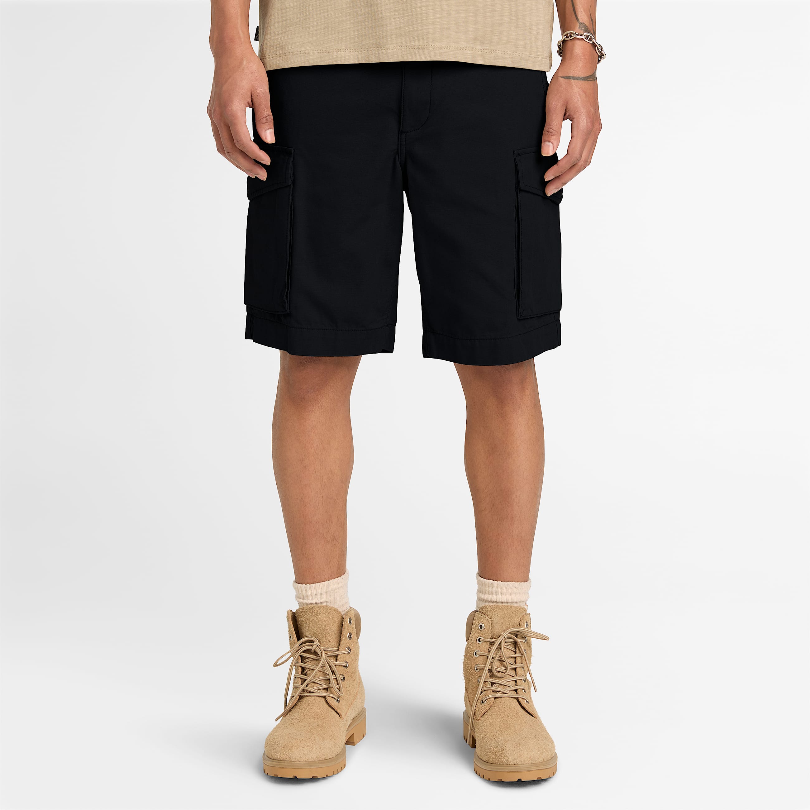 Mens Canvas Cargo Short TBL Black ALT1