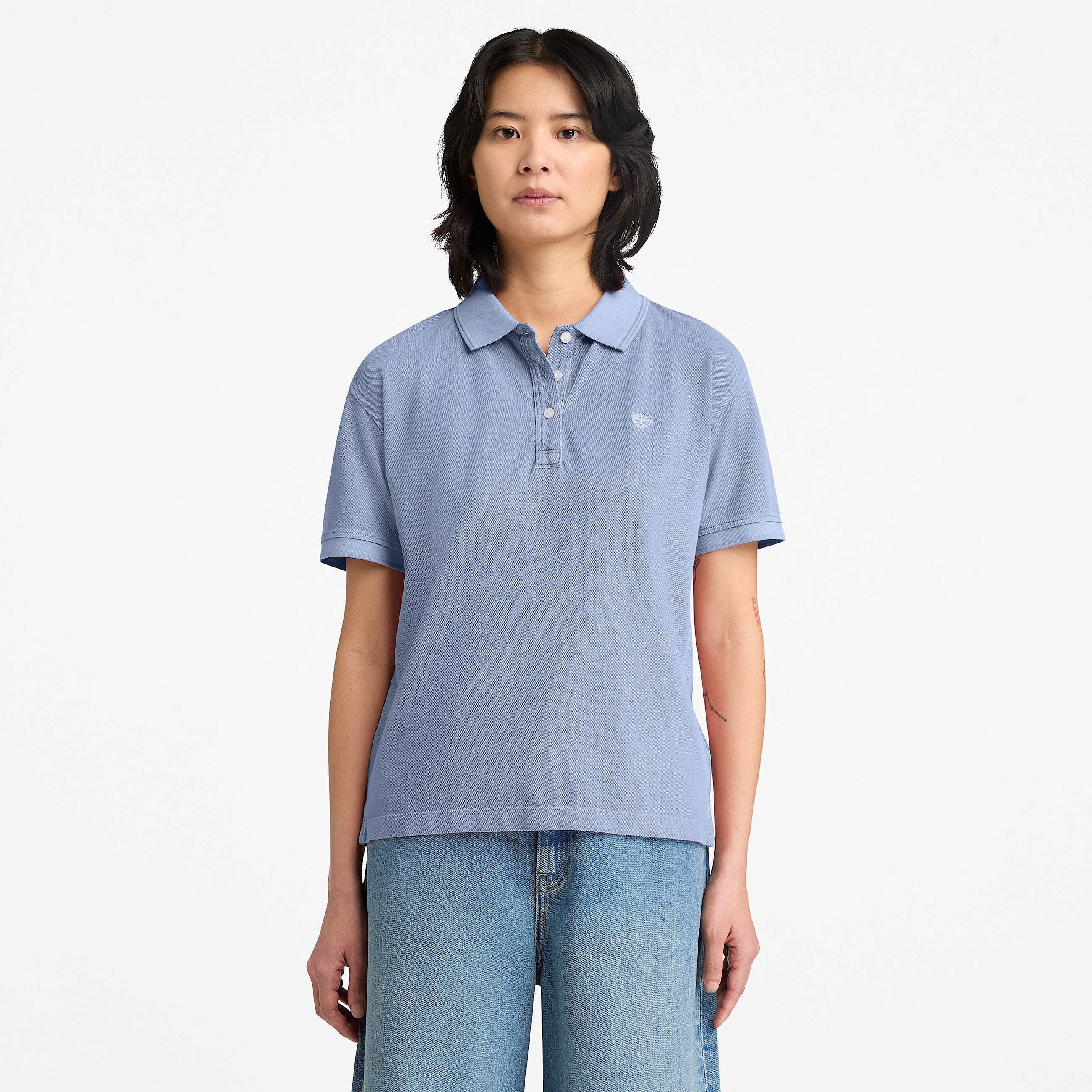 Womens Garment Dyed ShortSleeve Pique Polo TBL Stone Wash ALT1